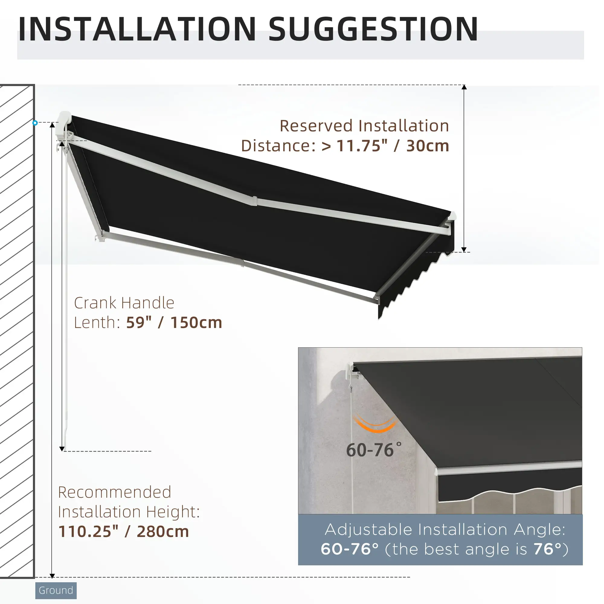 10' x 8' Electric Retractable Awning, UV Protection, Black - Image 6