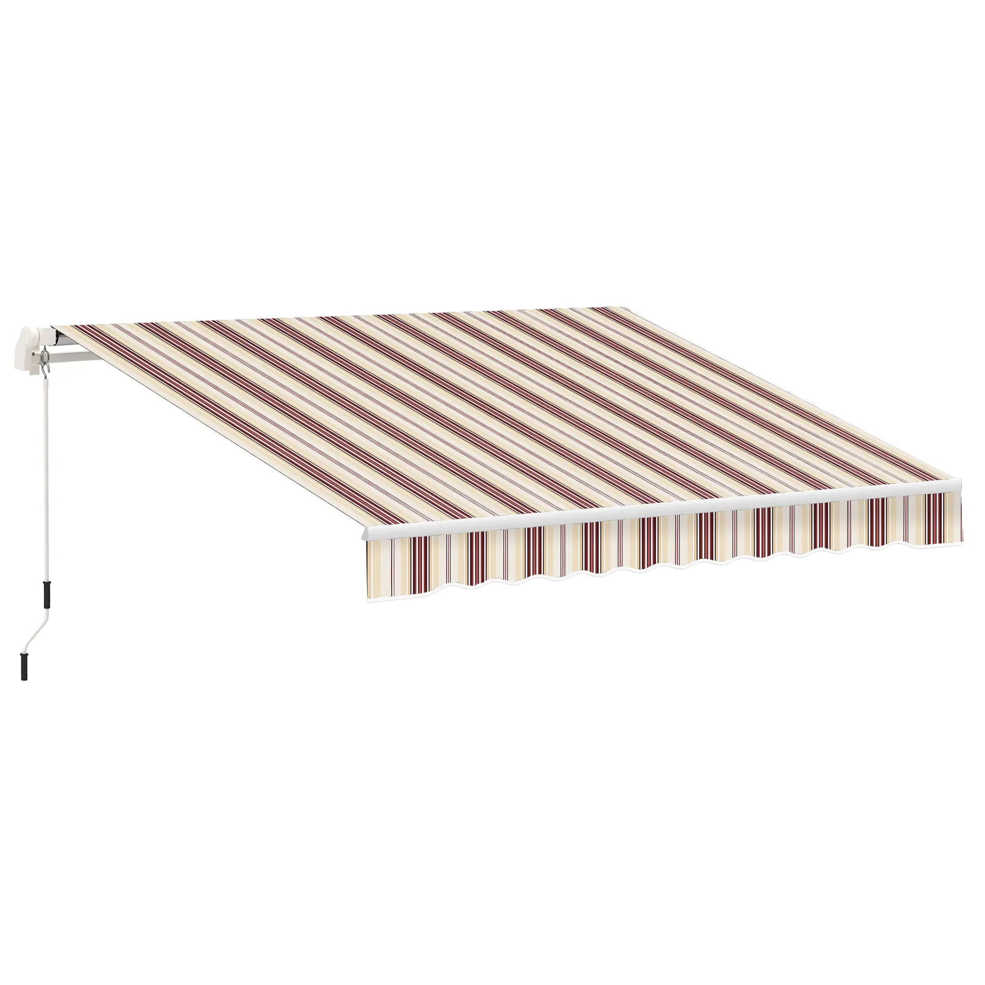 10' x 8' Manual Retractable Awning, Sun Shade Canopy, Aluminum Frame, UV Protection, Red Stripe, Red