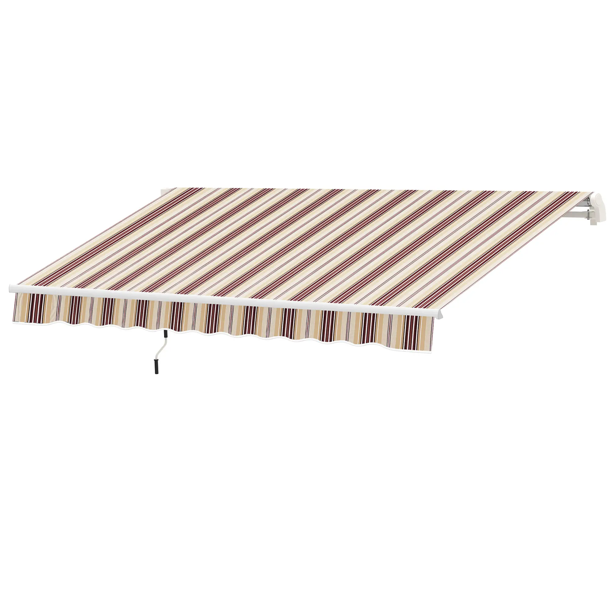 10' x 8' Manual Retractable Awning, Sun Shade Canopy, Aluminum Frame, UV Protection, Red Stripe, Red - Image 9