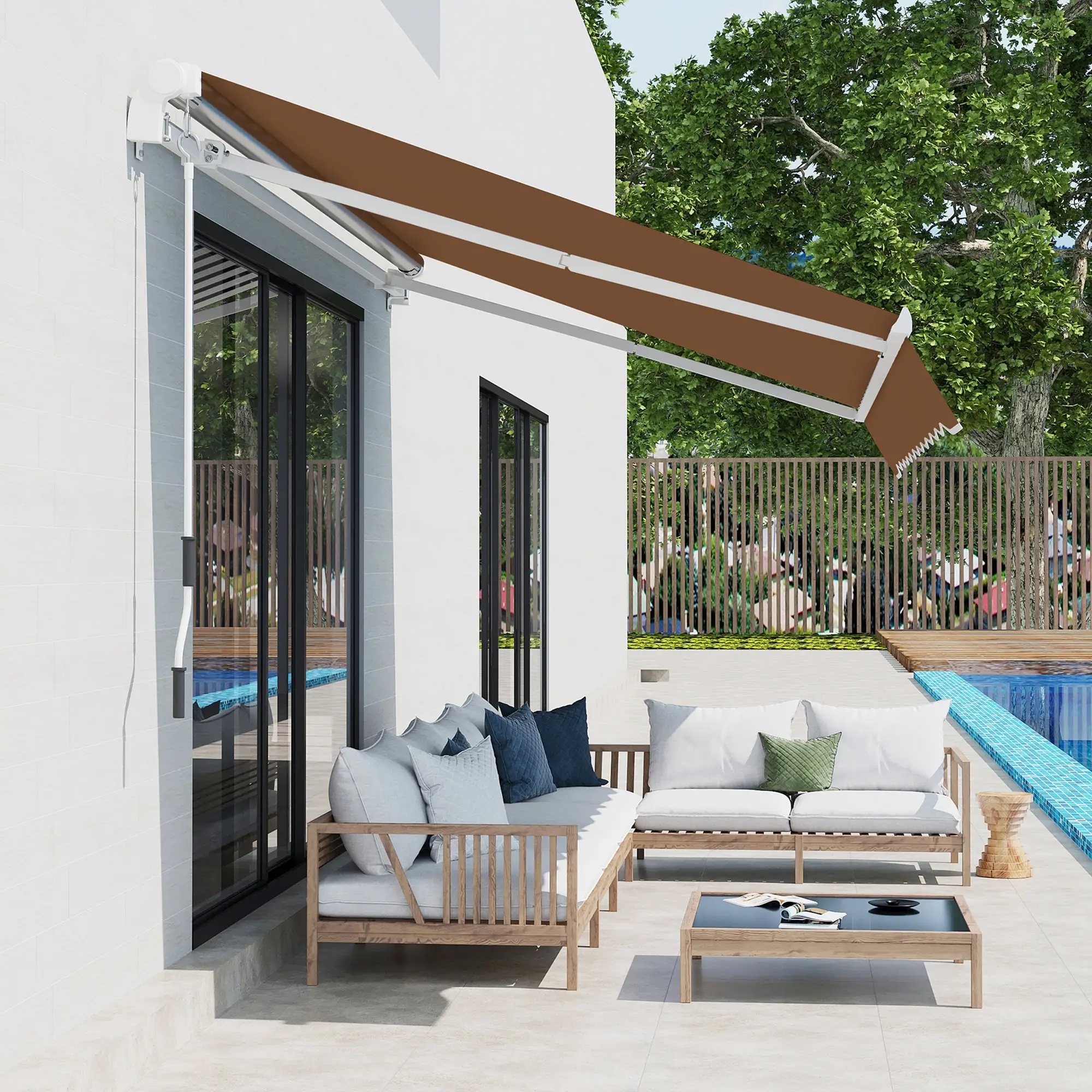 10' x 8' Retractable Awning, Sun Shade Canopy, Aluminum Frame, UV Protection - Image 10