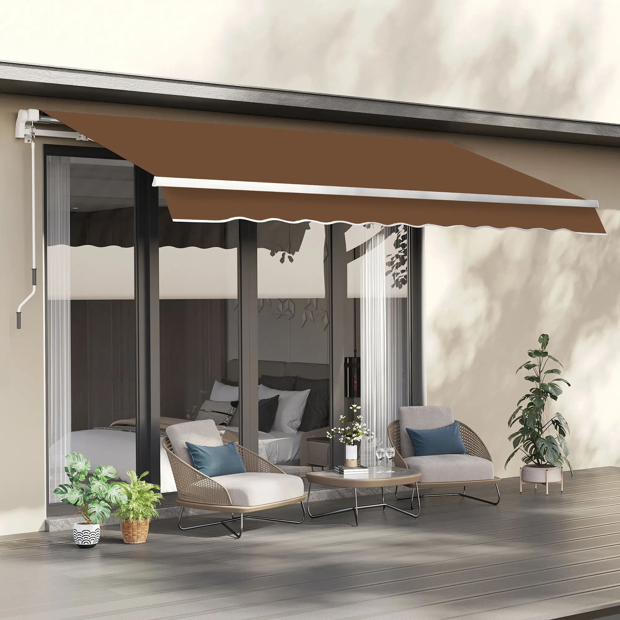 10' x 8' Retractable Awning, Sun Shade Canopy, Aluminum Frame, UV Protection - Image 2