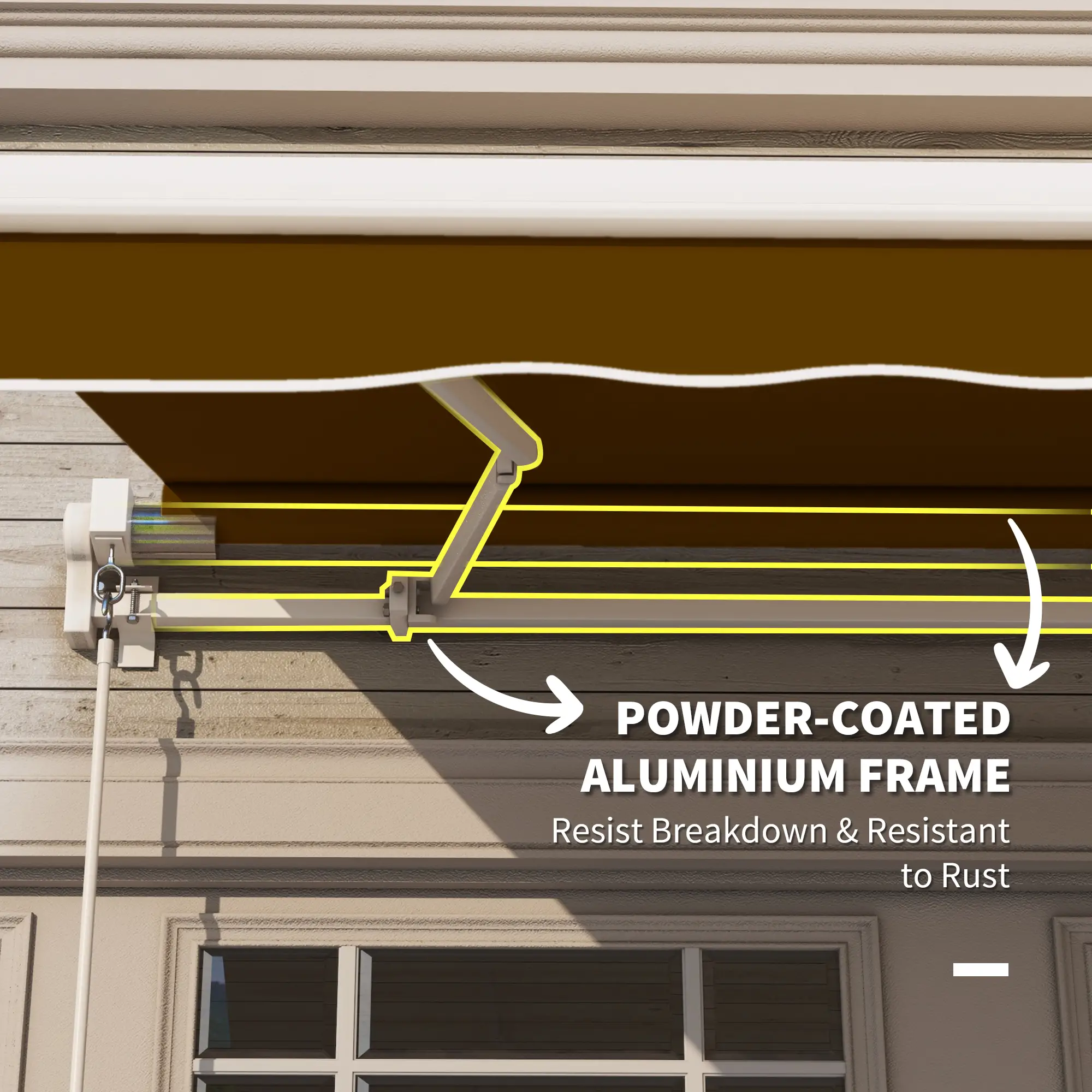 10' x 8' Retractable Awning, Sun Shade Canopy, Aluminum Frame, UV Protection - Image 6