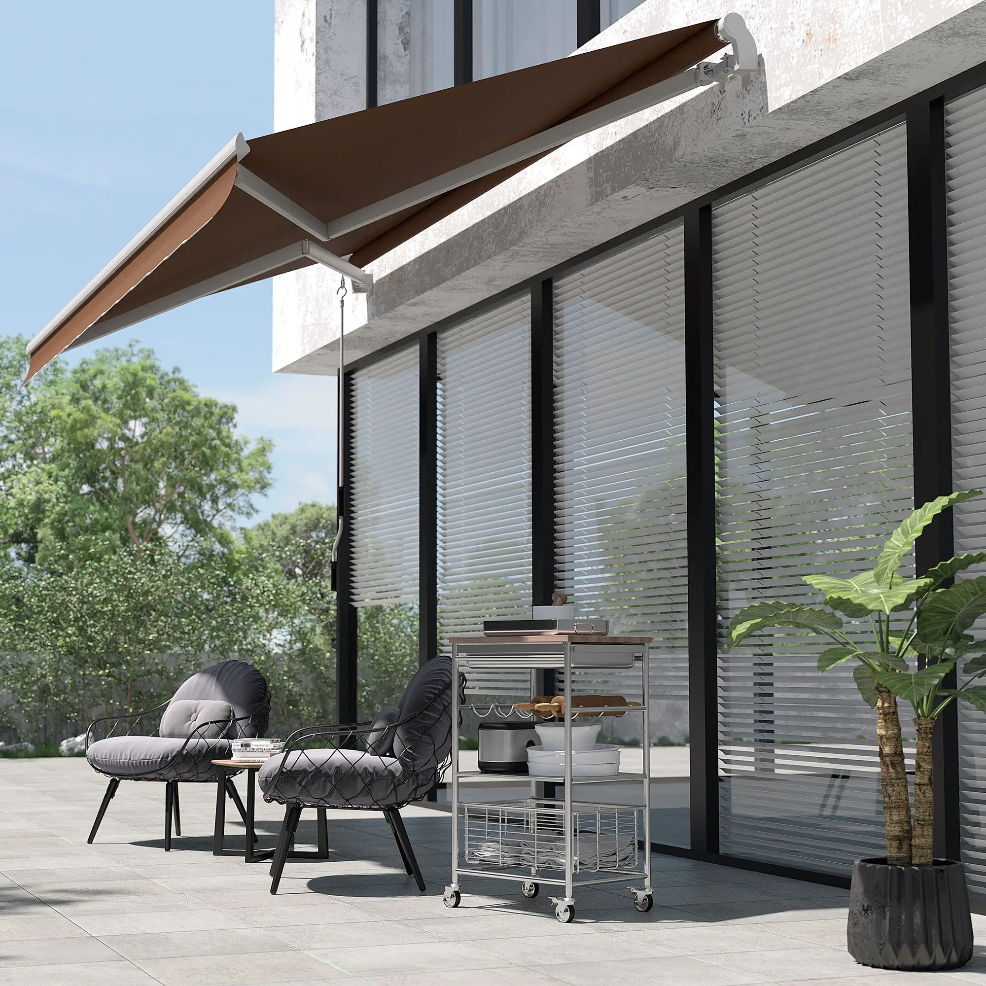 10' x 8' Retractable Awning, Sun Shade Canopy, Aluminum Frame, UV Protection - Image 8