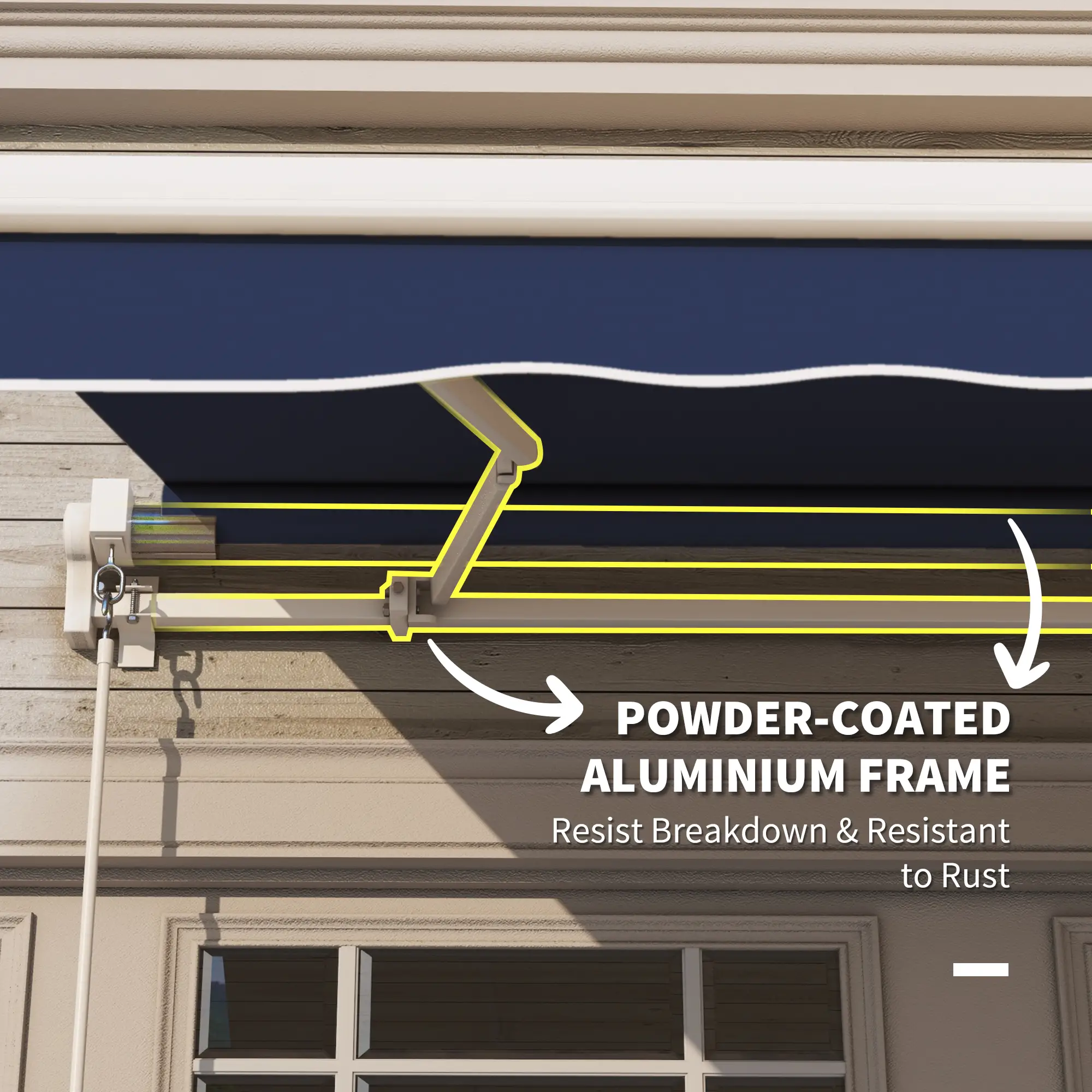 10' x 8' Retractable Awning, Sun Shade Canopy, Aluminum Frame, UV Protection, Blue - Image 6