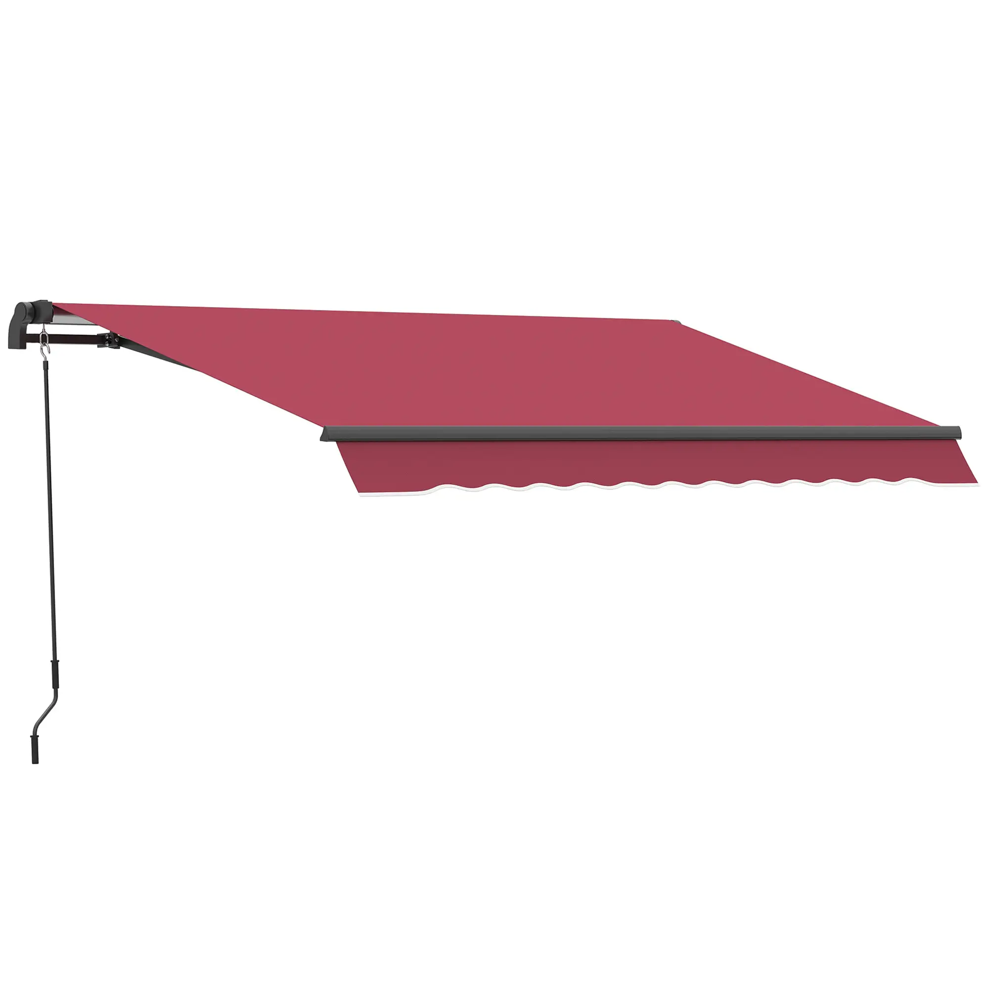 10' x 8' Retractable Awning, Sun Shade Canopy, Aluminum Frame, UV Protection, Red