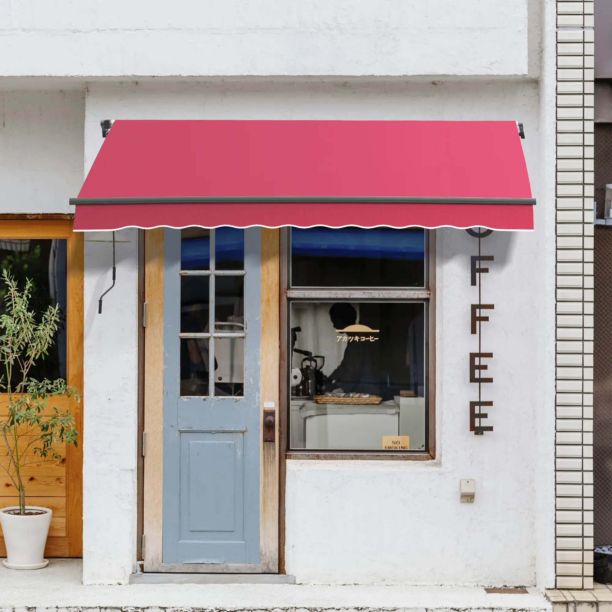 10' x 8' Retractable Awning, Sun Shade Canopy, Aluminum Frame, UV Protection, Red - Image 10