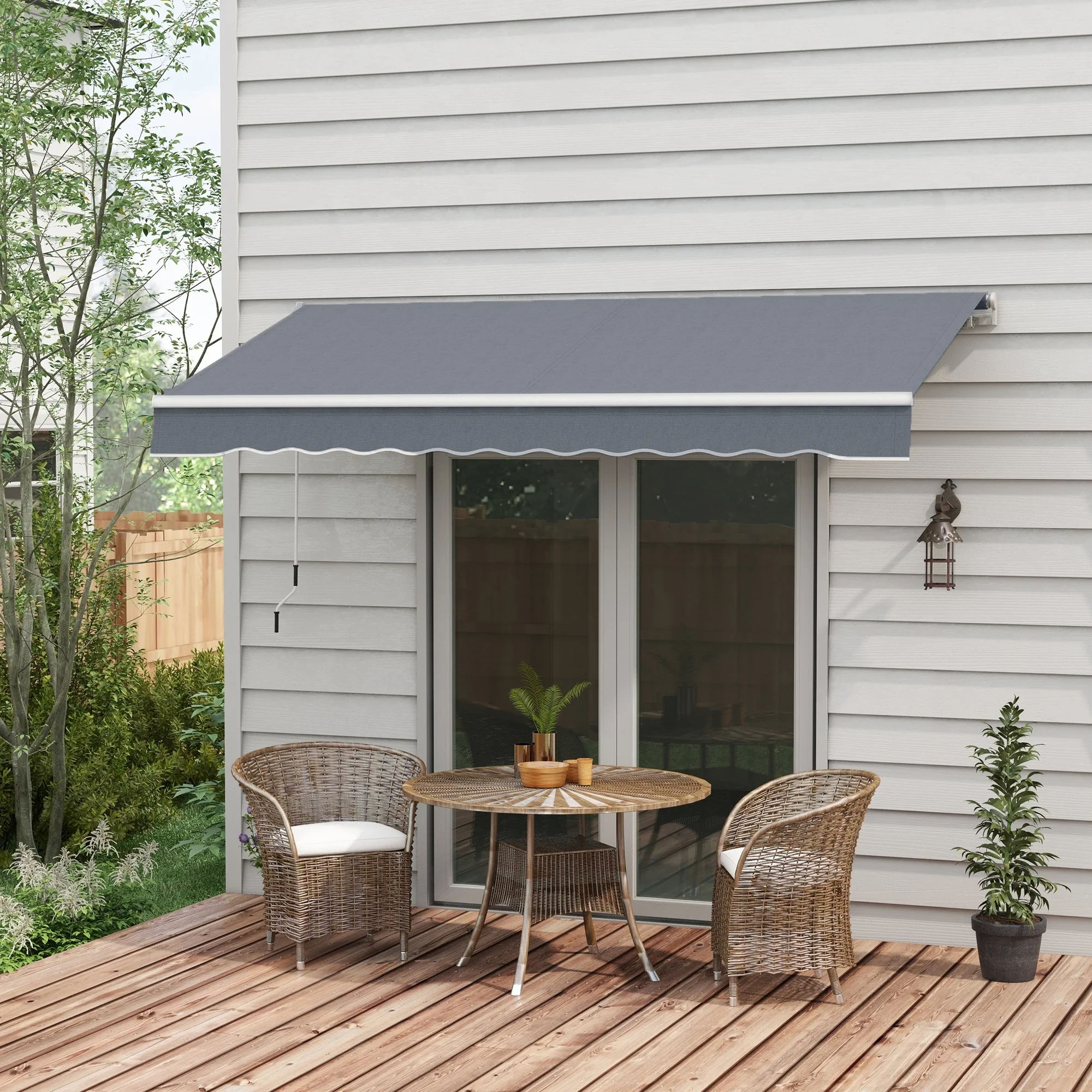 10' x 8' Retractable Awning, Sunshade Canopy for Patio, Dark Grey - Image 2