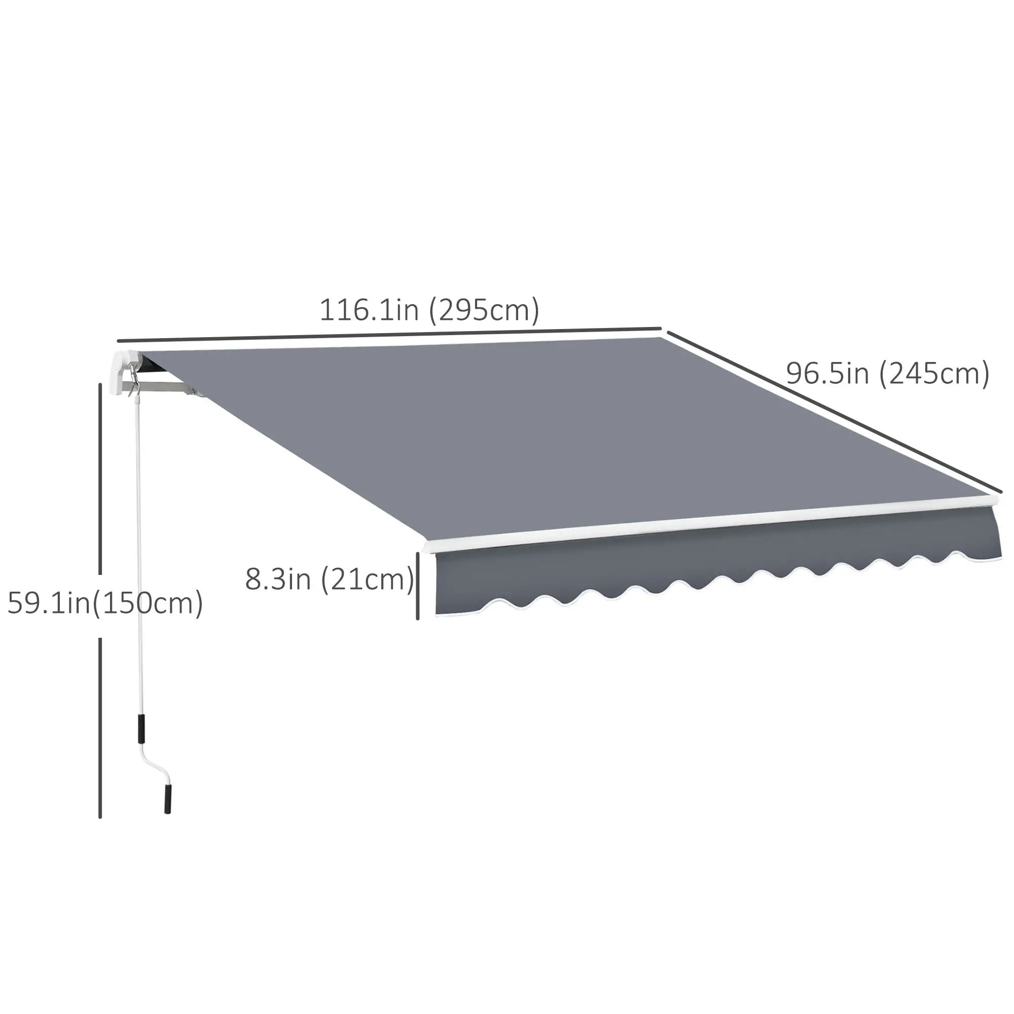 10' x 8' Retractable Awning, Sunshade Canopy for Patio, Dark Grey - Image 3