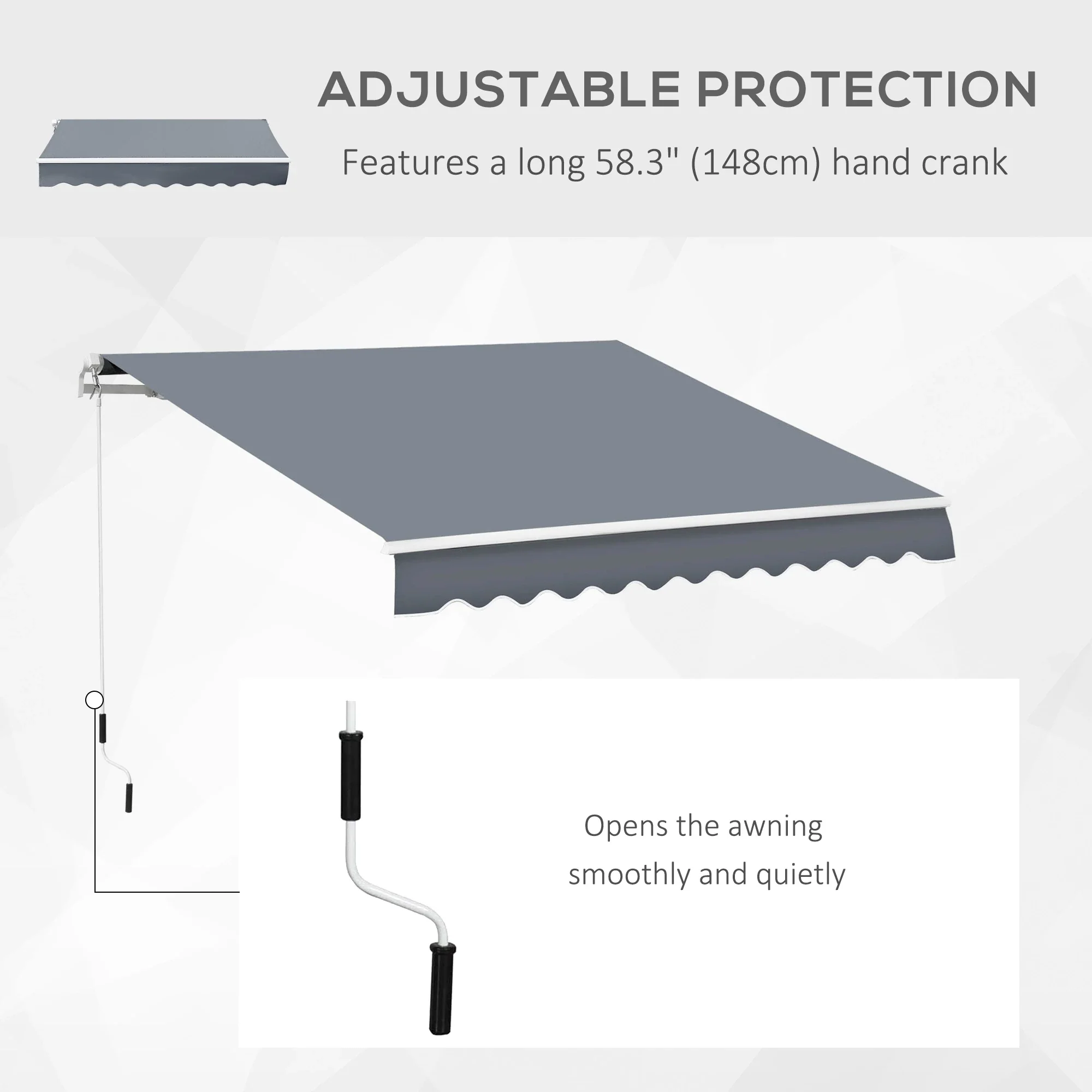 10' x 8' Retractable Awning, Sunshade Canopy for Patio, Dark Grey - Image 4