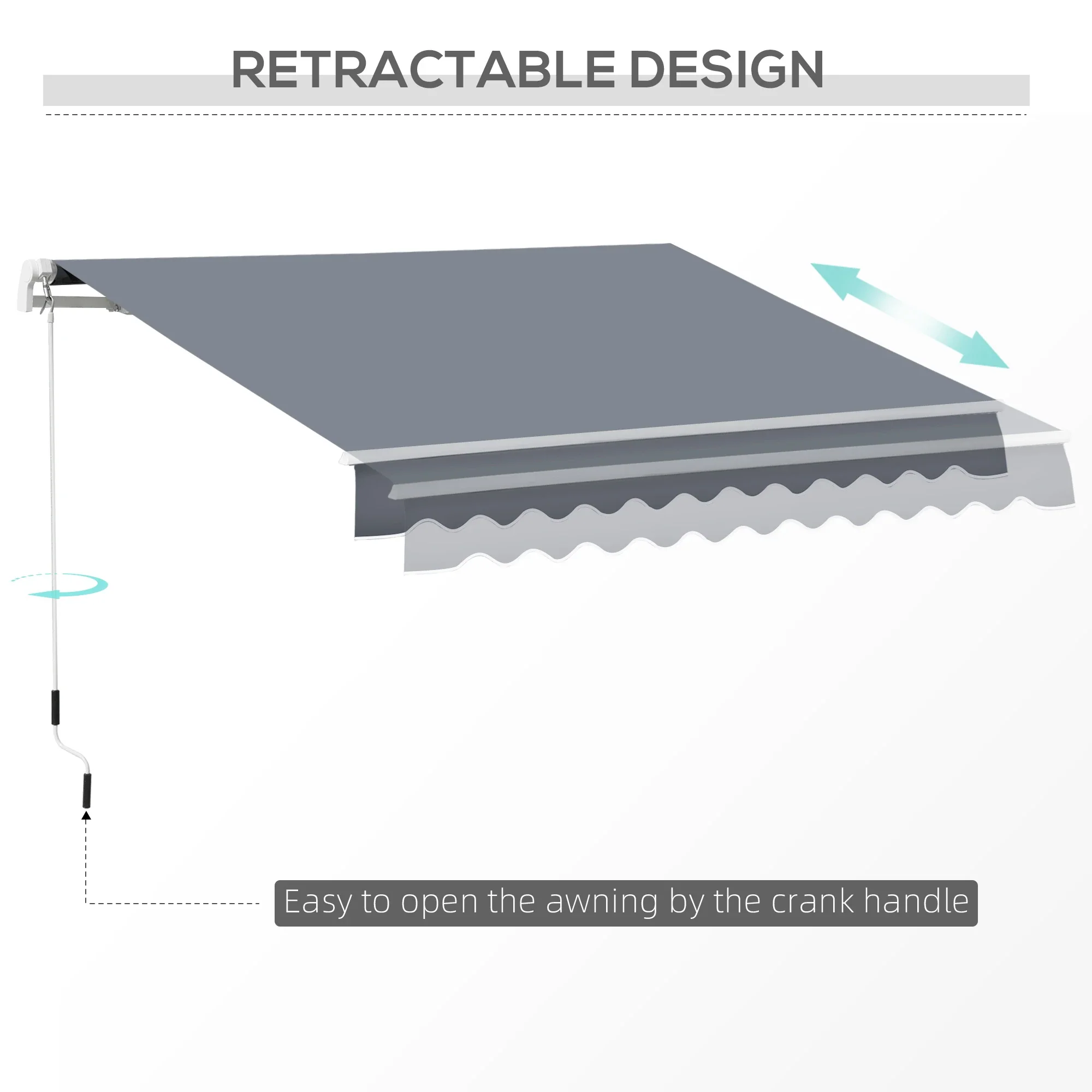 10' x 8' Retractable Awning, Sunshade Canopy for Patio, Dark Grey - Image 9