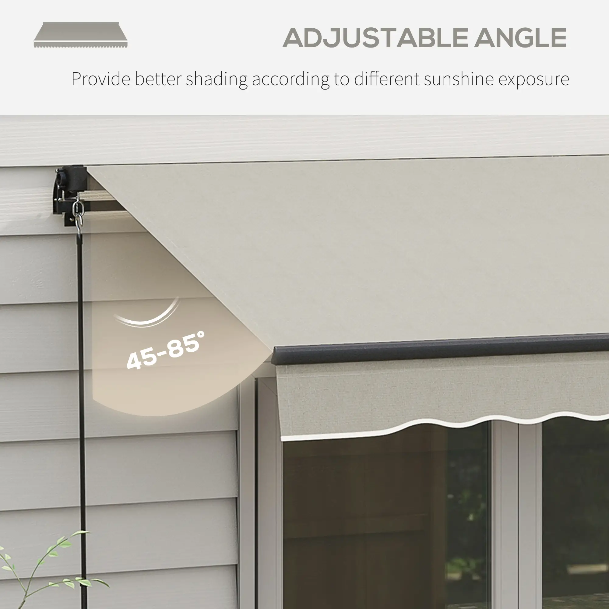10' x 8' Retractable Awning, UV Resistant Sunshade, Light Grey - Image 5