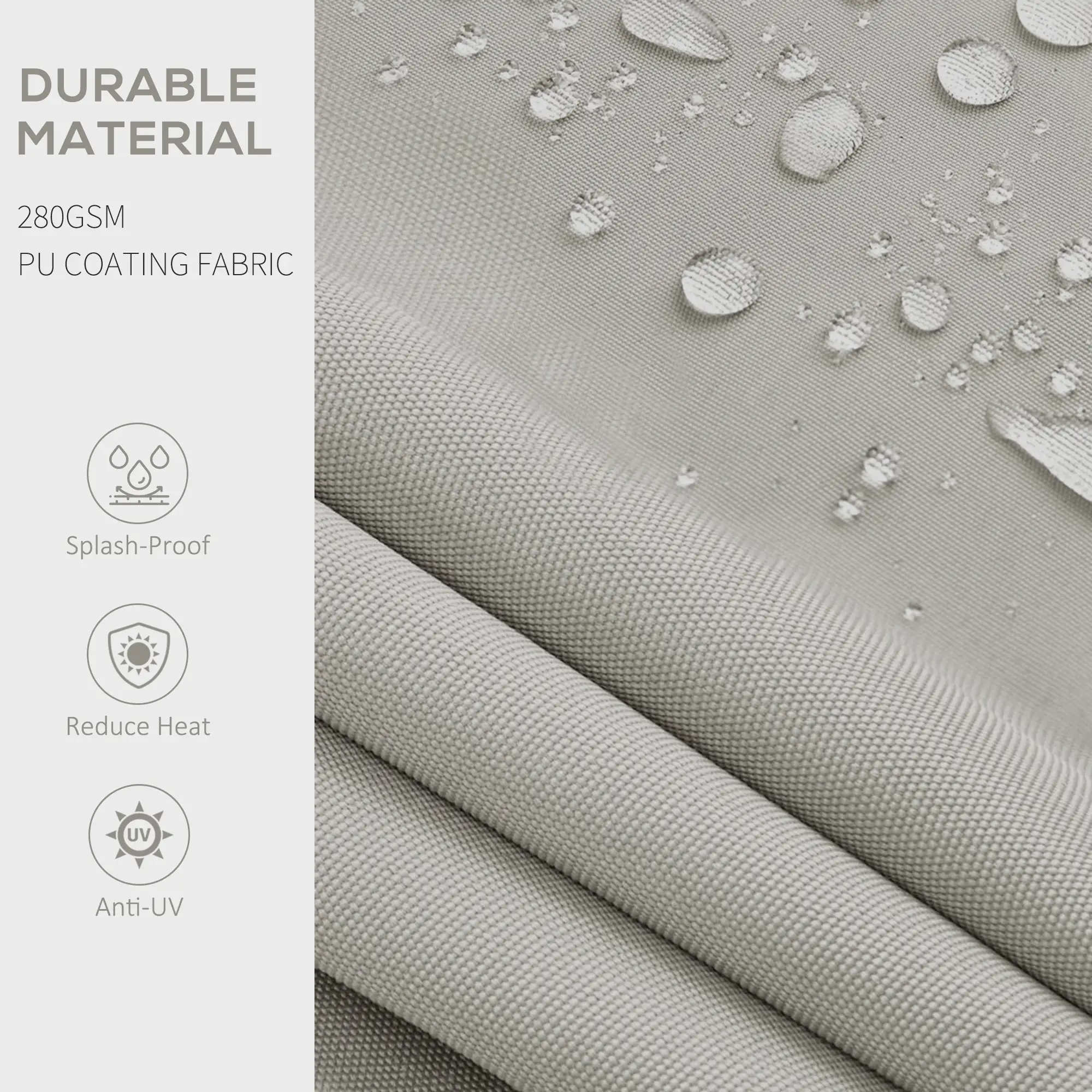 10' x 8' Retractable Awning, UV Resistant Sunshade, Light Grey - Image 6