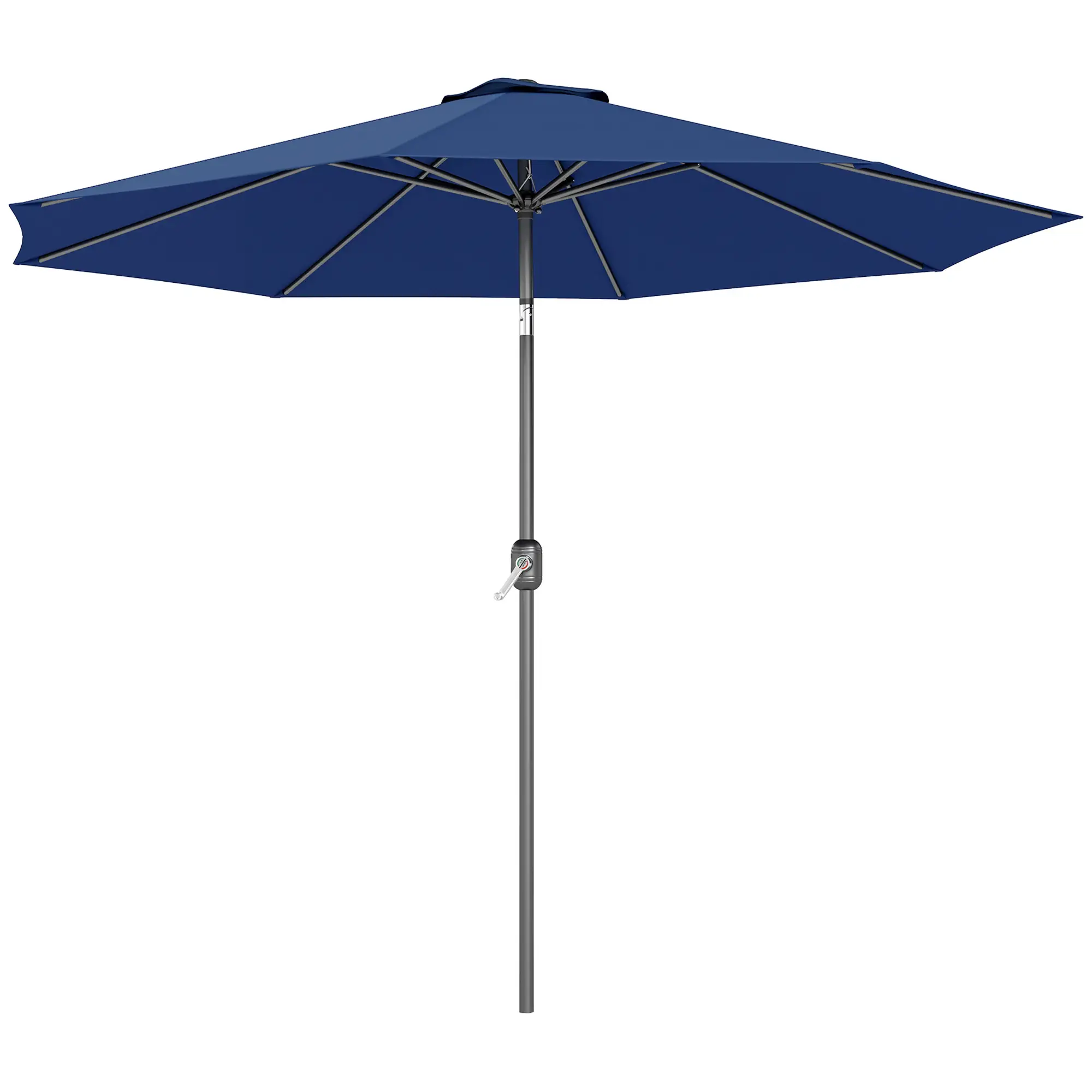 10' x 8' Round Market Umbrella, Crank Handle, Tilt, Blue - Image 11