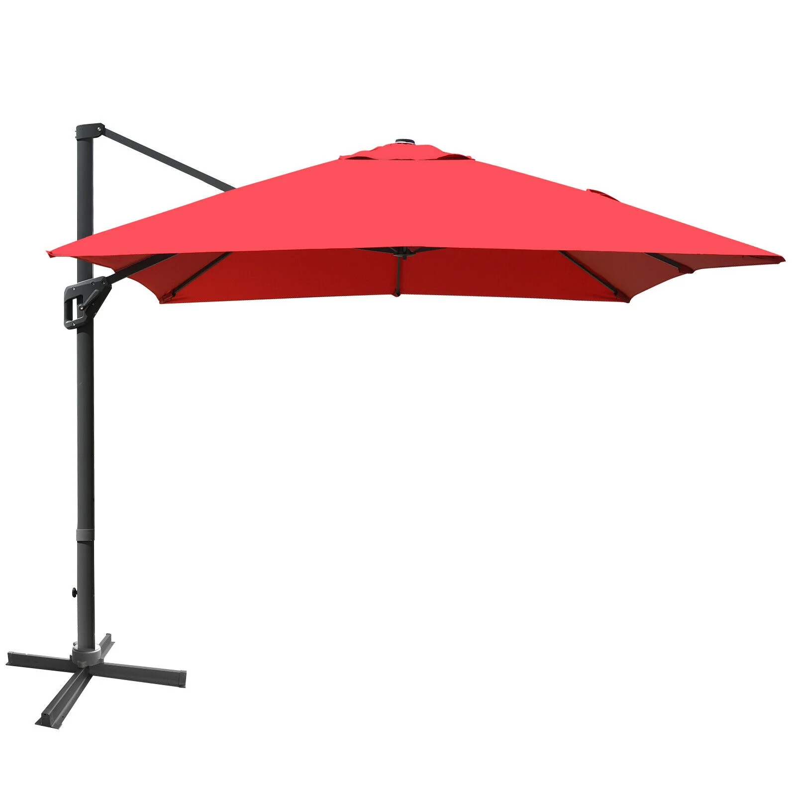 10 x13 Feet Rectangular Cantilever Umbrella, 360° Rotation, Red