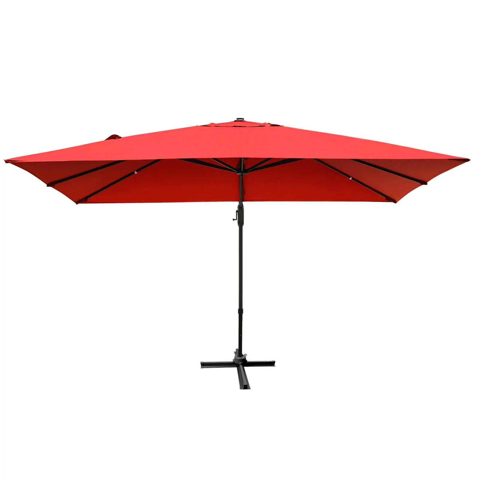 10 x13 Feet Rectangular Cantilever Umbrella, 360° Rotation, Red - Image 9