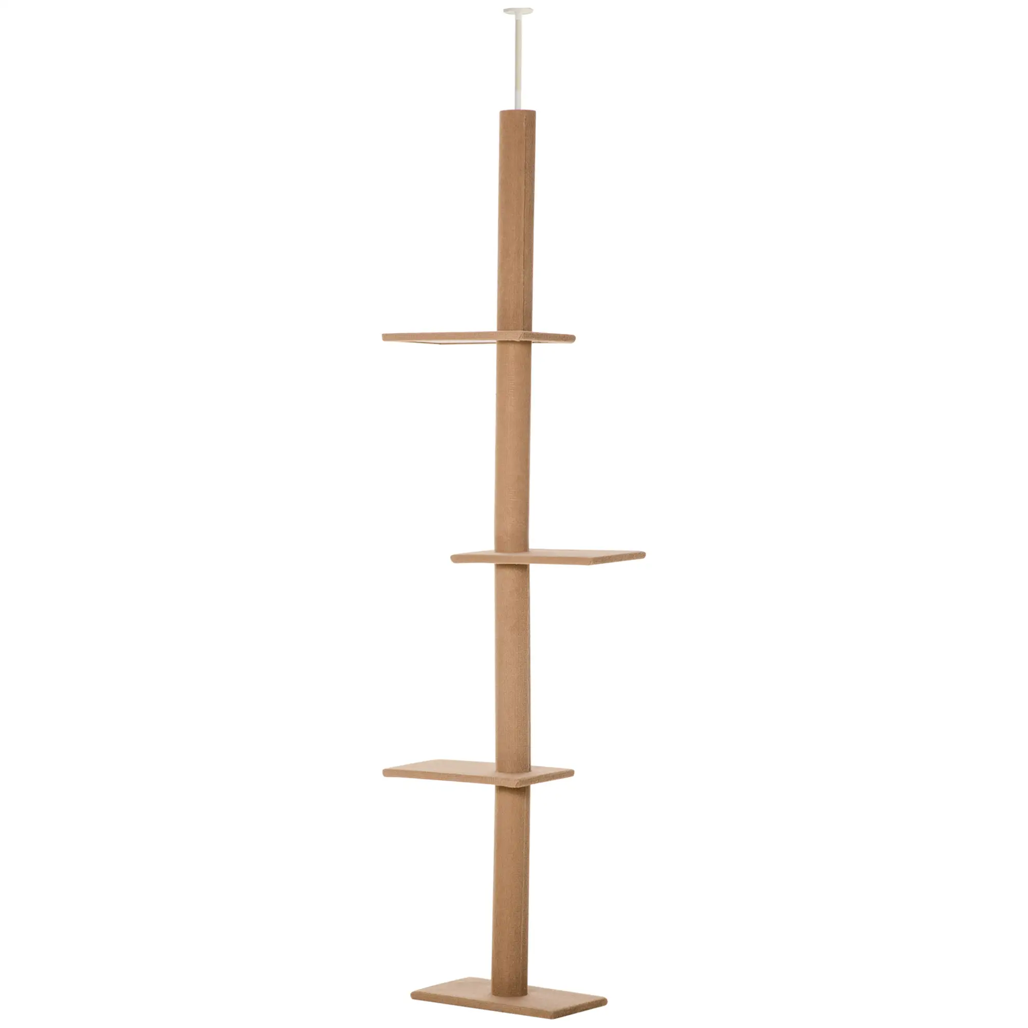 100" Floor To Ceiling Cat Tree, 3 Perches, Activity Center, Light Brown