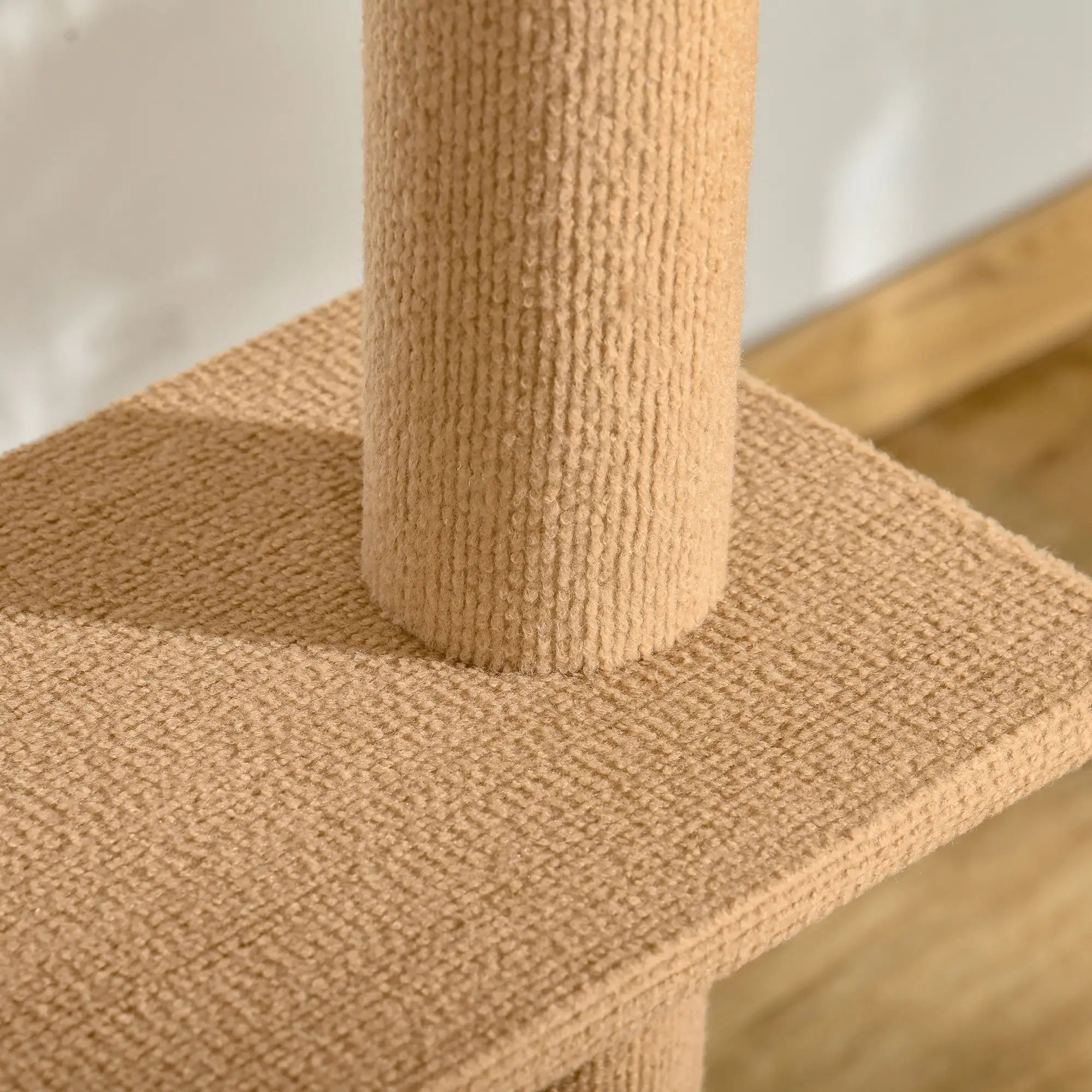 100" Floor To Ceiling Cat Tree, 3 Perches, Activity Center, Light Brown - Image 10