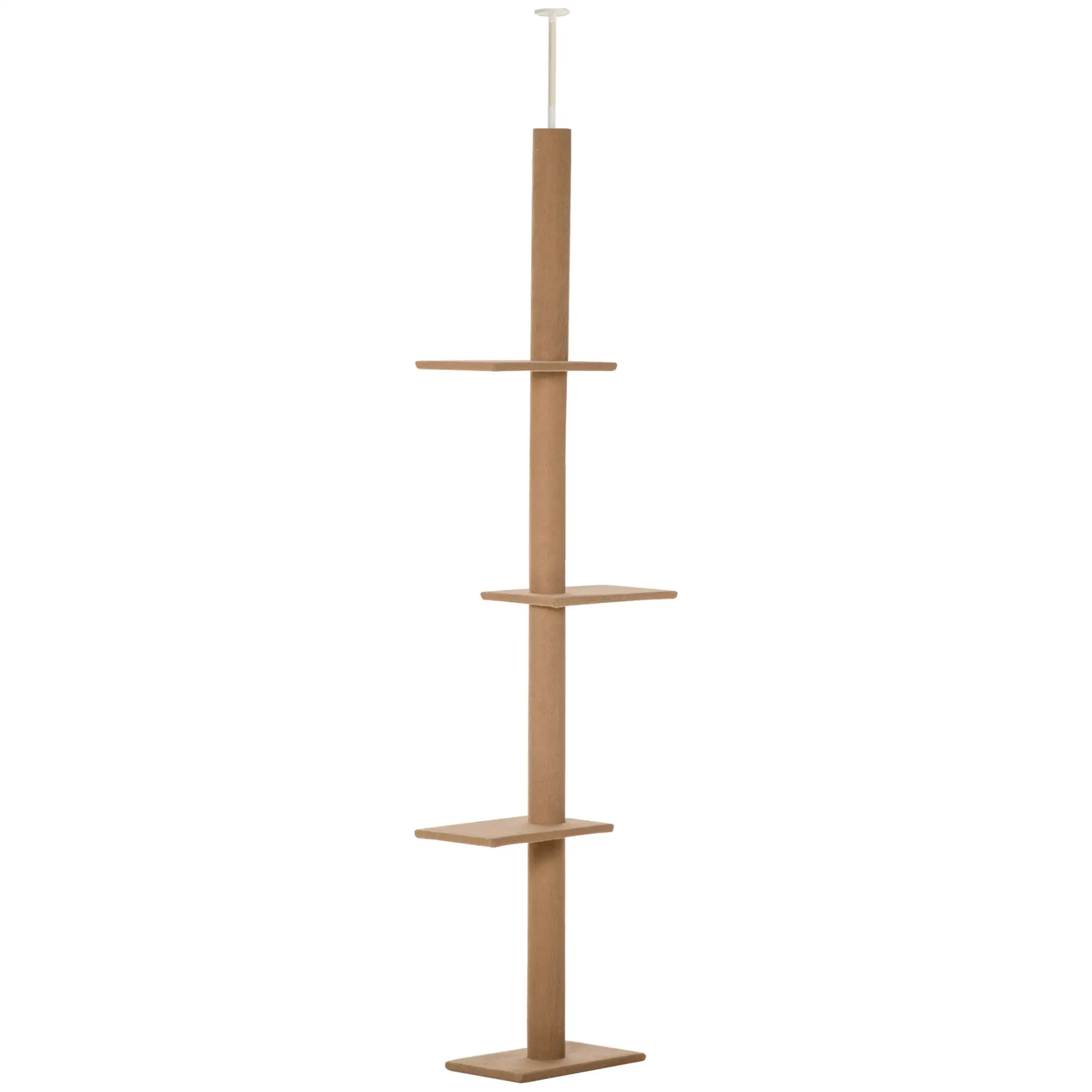 100" Floor To Ceiling Cat Tree, 3 Perches, Activity Center, Light Brown - Image 11