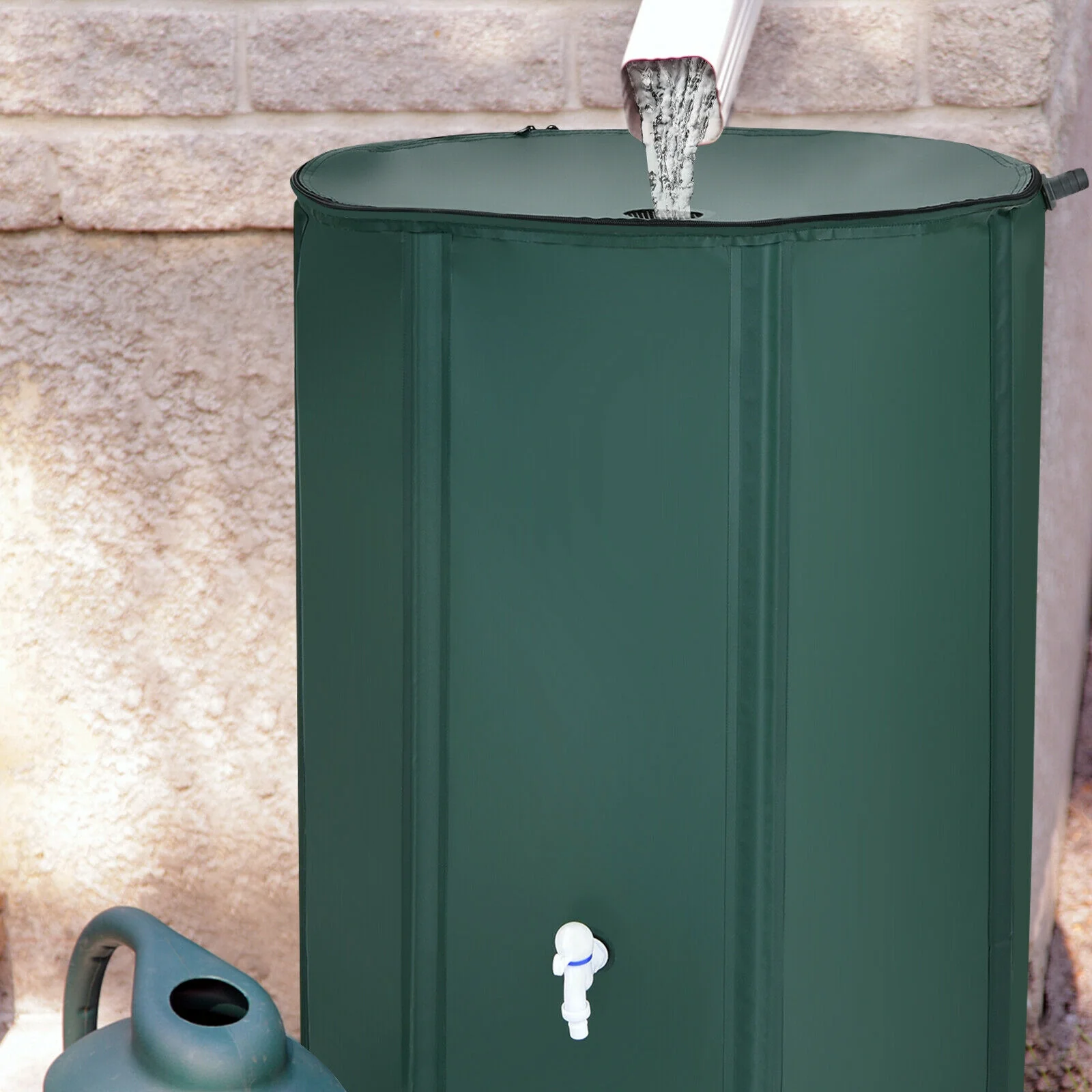100 Gallon Portable Rain Barrel Water Collector Tank, Green - Image 7