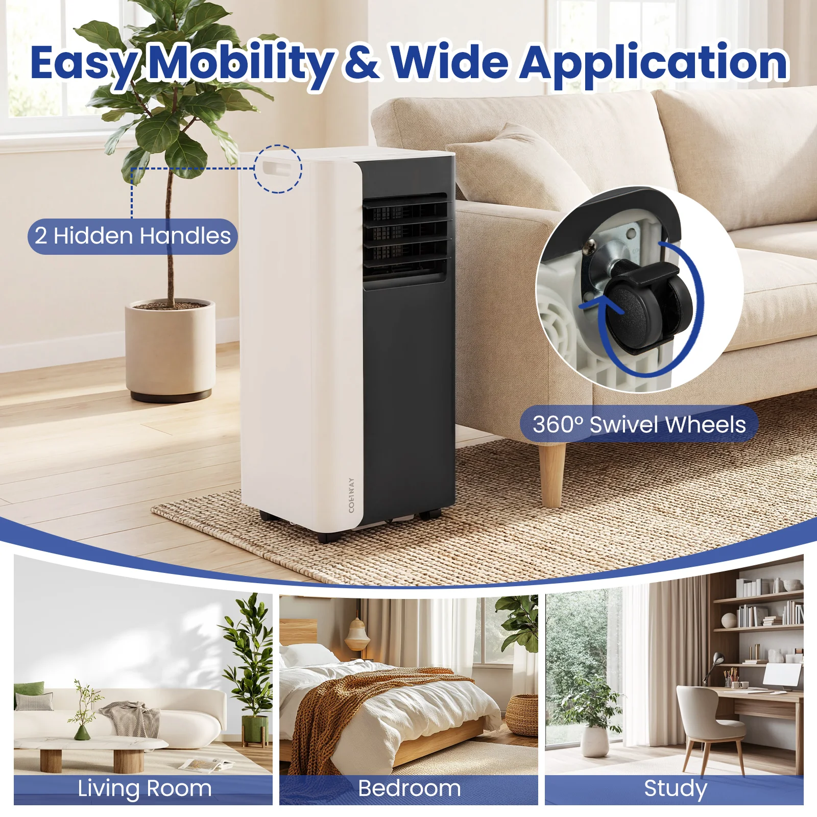10000 BTU 3-in-1 Portable AC with Fan & Dehumidifier, Black/White - Image 9
