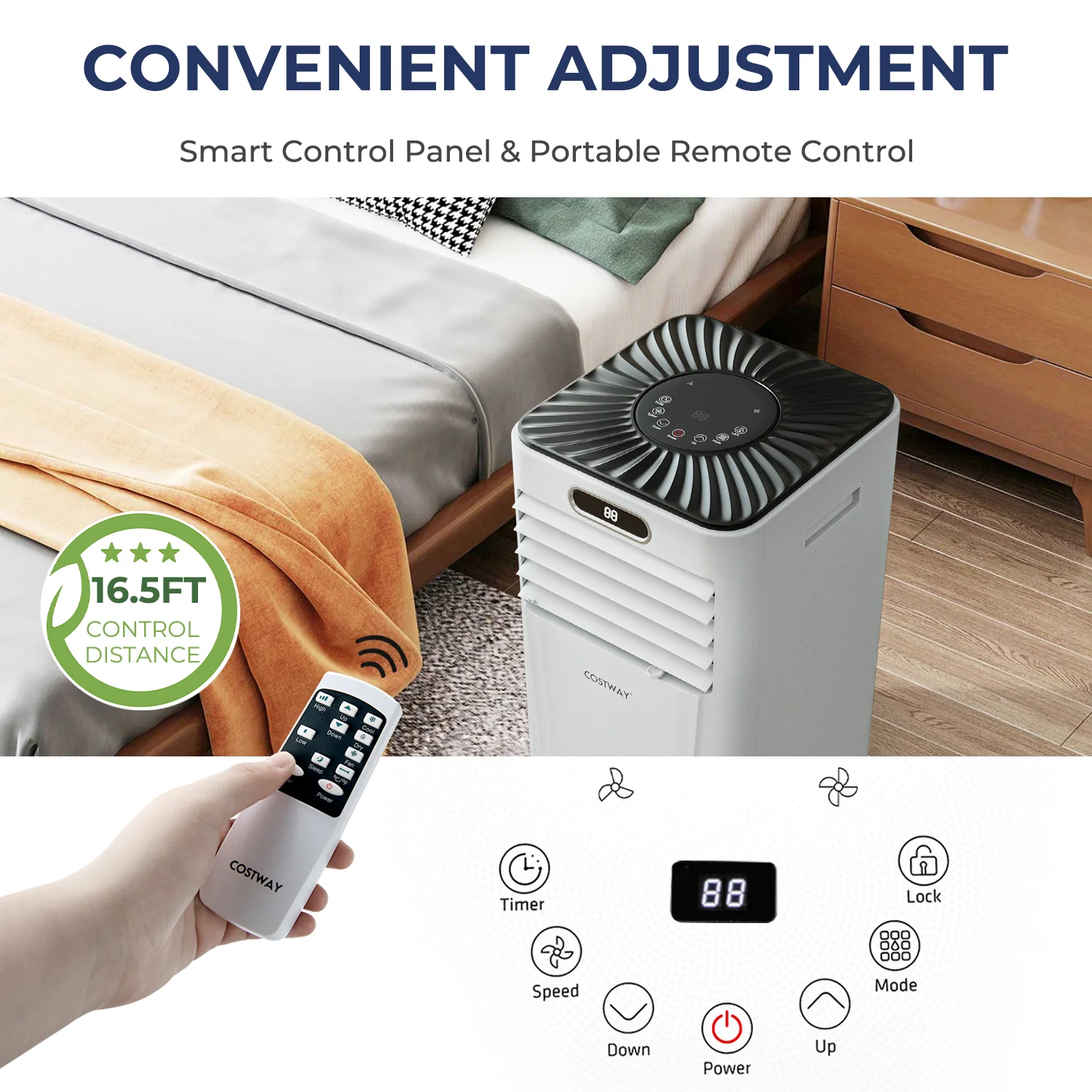 10000 BTU 4-in-1 Portable Air Conditioner with Dehumidifier and Fan Mode, White - Image 8