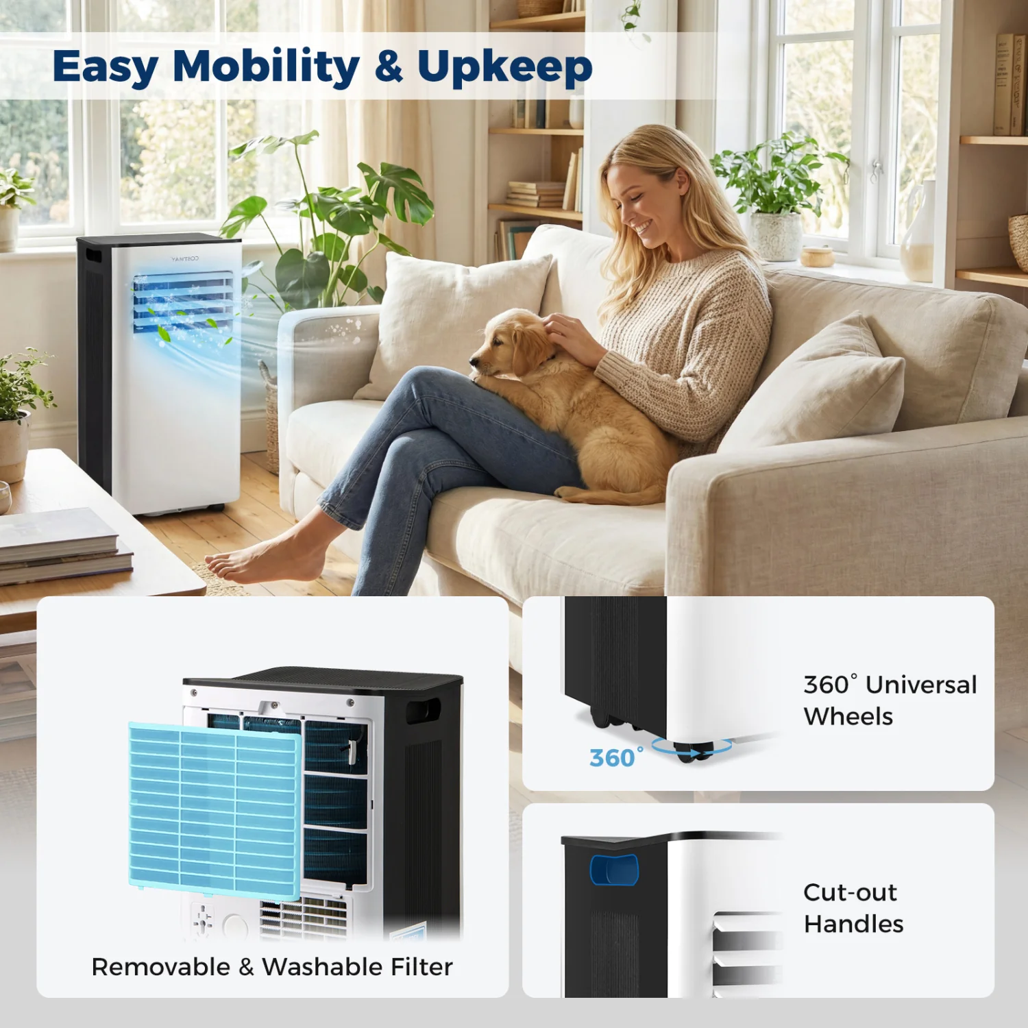 10000 BTU Portable AC with Fan, Dehumidifier, Black & White - Image 7