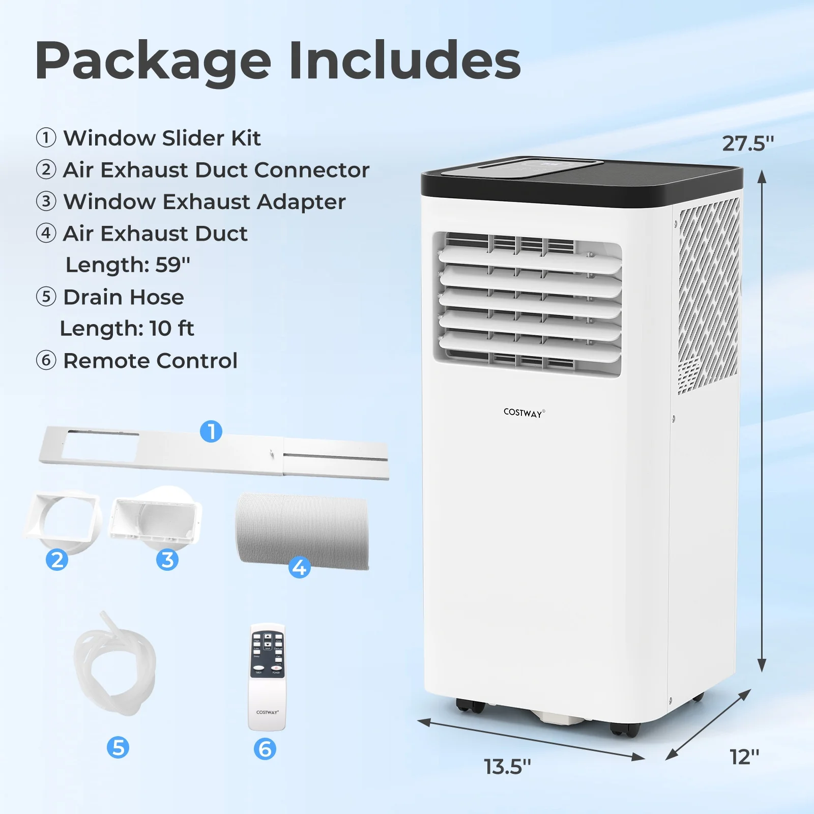 10000 BTU Portable Air Conditioner 3 in 1 Floor AC Unit Fan and Dehumidifier for Room, White - Image 4