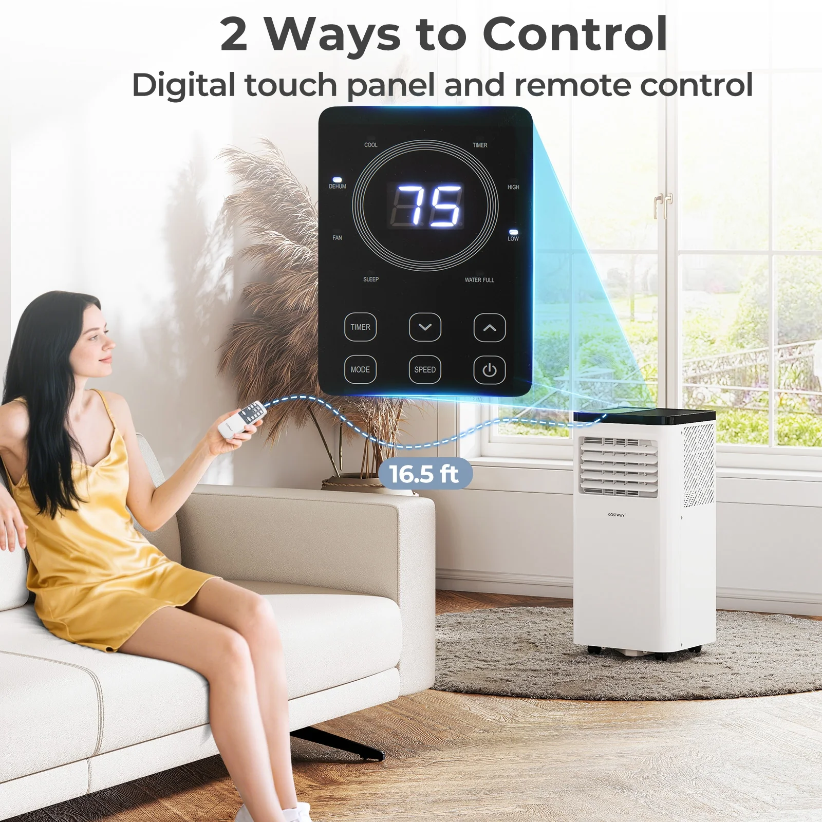 10000 BTU Portable Air Conditioner 3 in 1 Floor AC Unit Fan and Dehumidifier for Room, White - Image 7