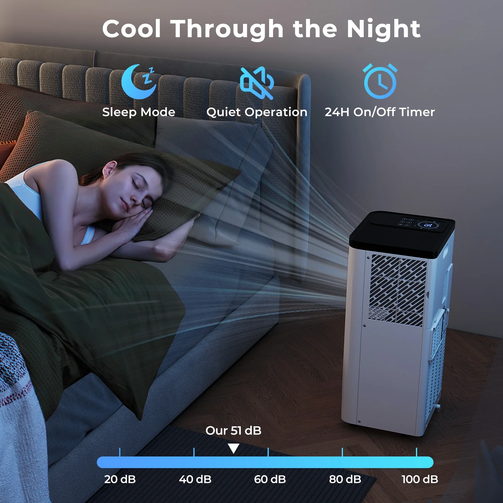 10000 BTU Portable Air Conditioner 3 in 1 Floor AC Unit Fan and Dehumidifier for Room, White - Image 8