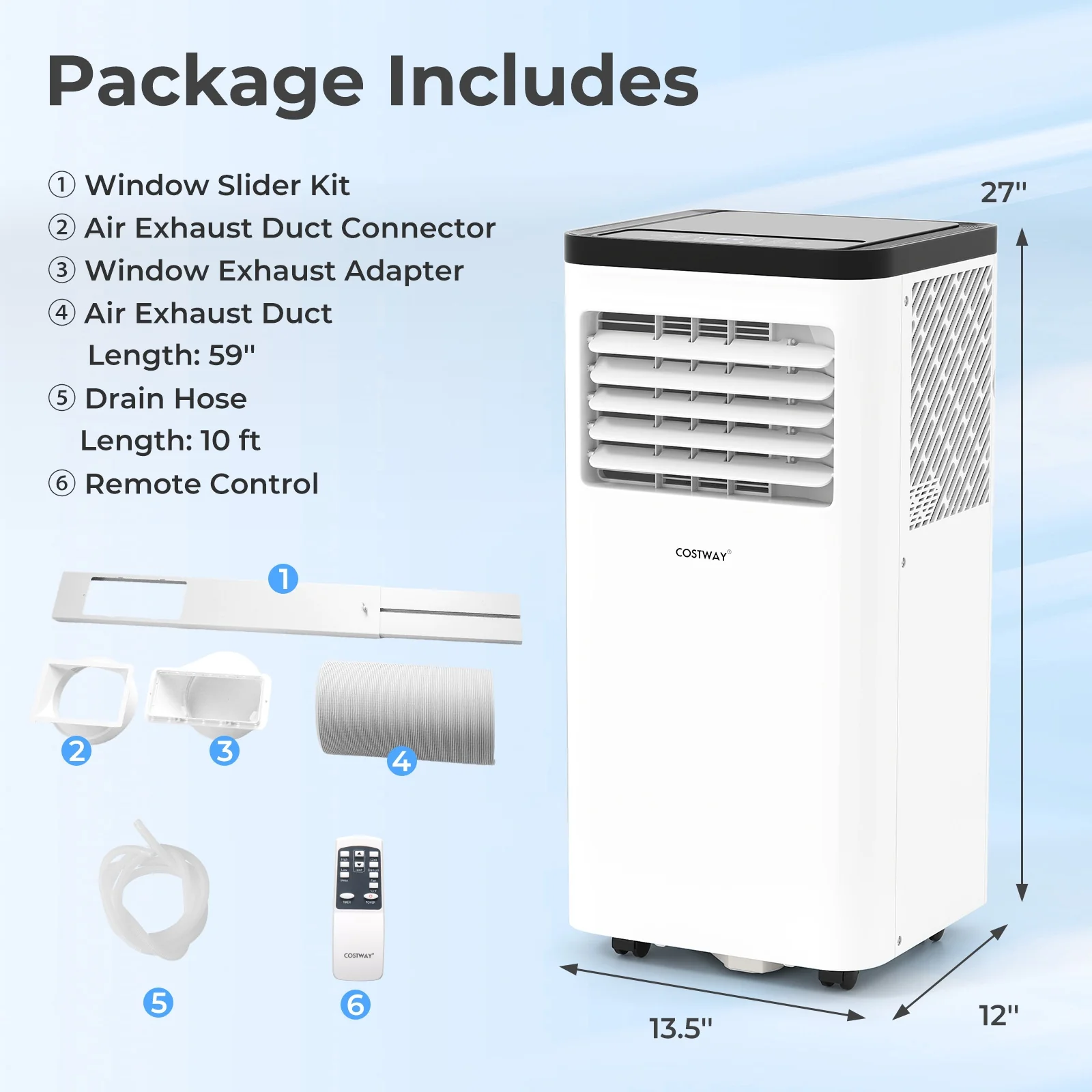 10000 BTU Portable Air Conditioner 3 in 1 Floor AC Unit, White - Image 4