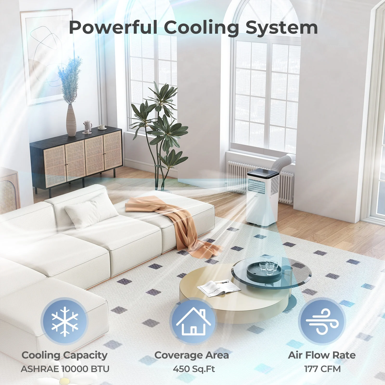 10000 BTU Portable Air Conditioner 3 in 1 Floor AC Unit, White - Image 9