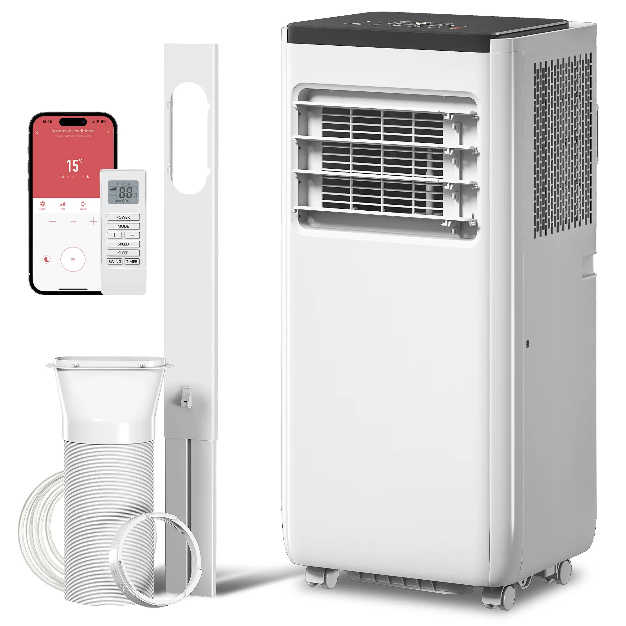 10000 BTU Portable Air Conditioner, Dehumidifier, Fan, WiFi, White