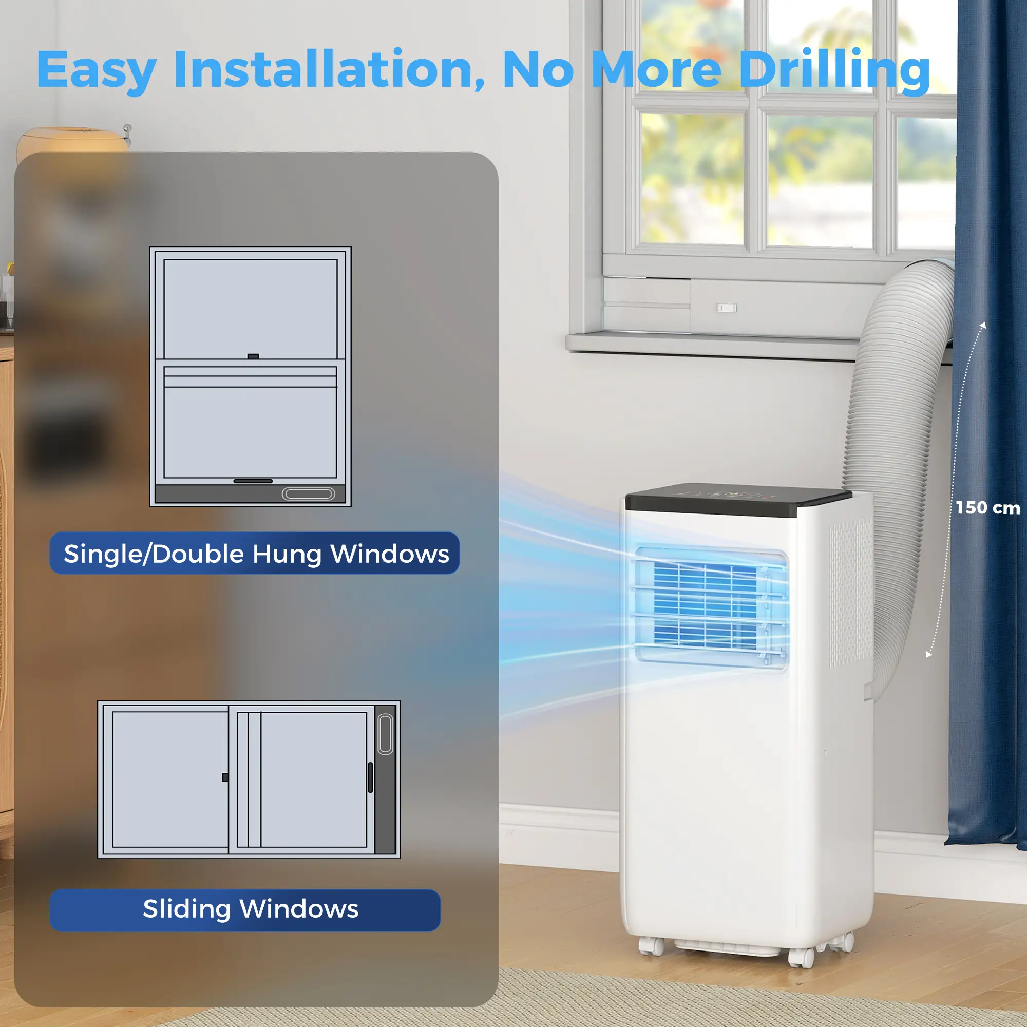 10000 BTU Portable Air Conditioner, Dehumidifier, Fan, WiFi, White - Image 9