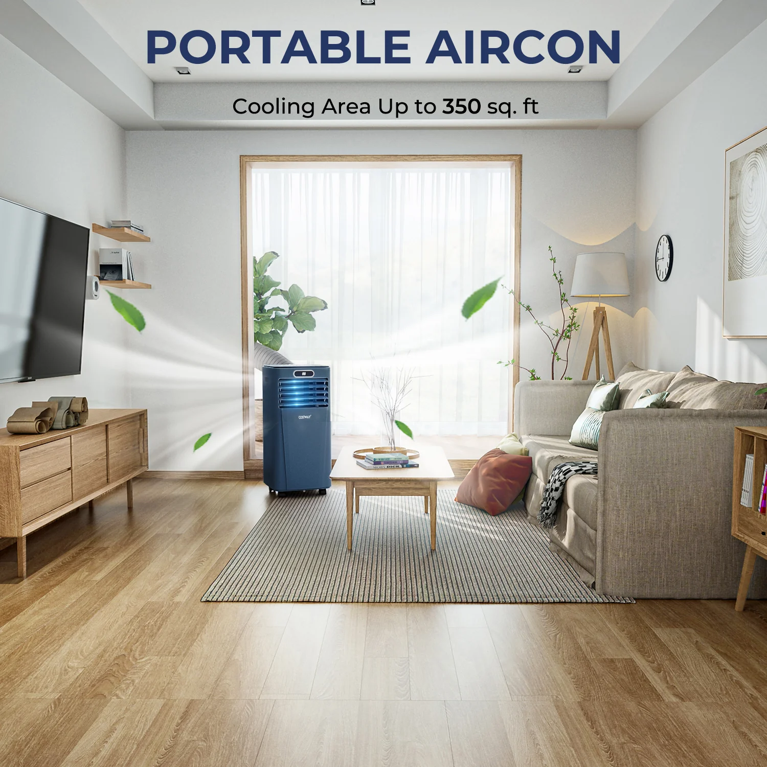 10000 BTU Portable Air Conditioner, Remote Control, Dark Blue - Image 2