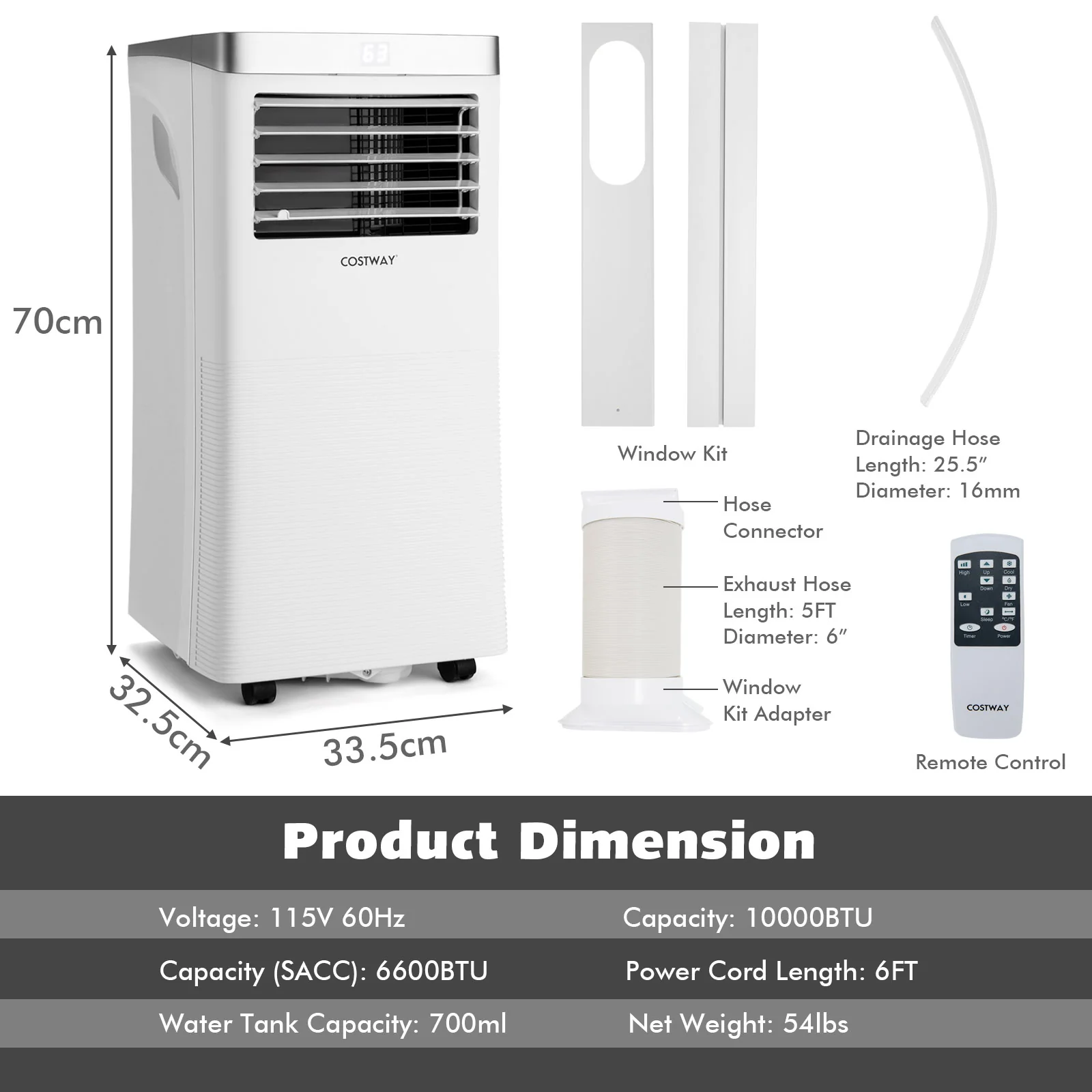 10000BTU 3-In-1 Portable Air Conditioner, White - Image 4