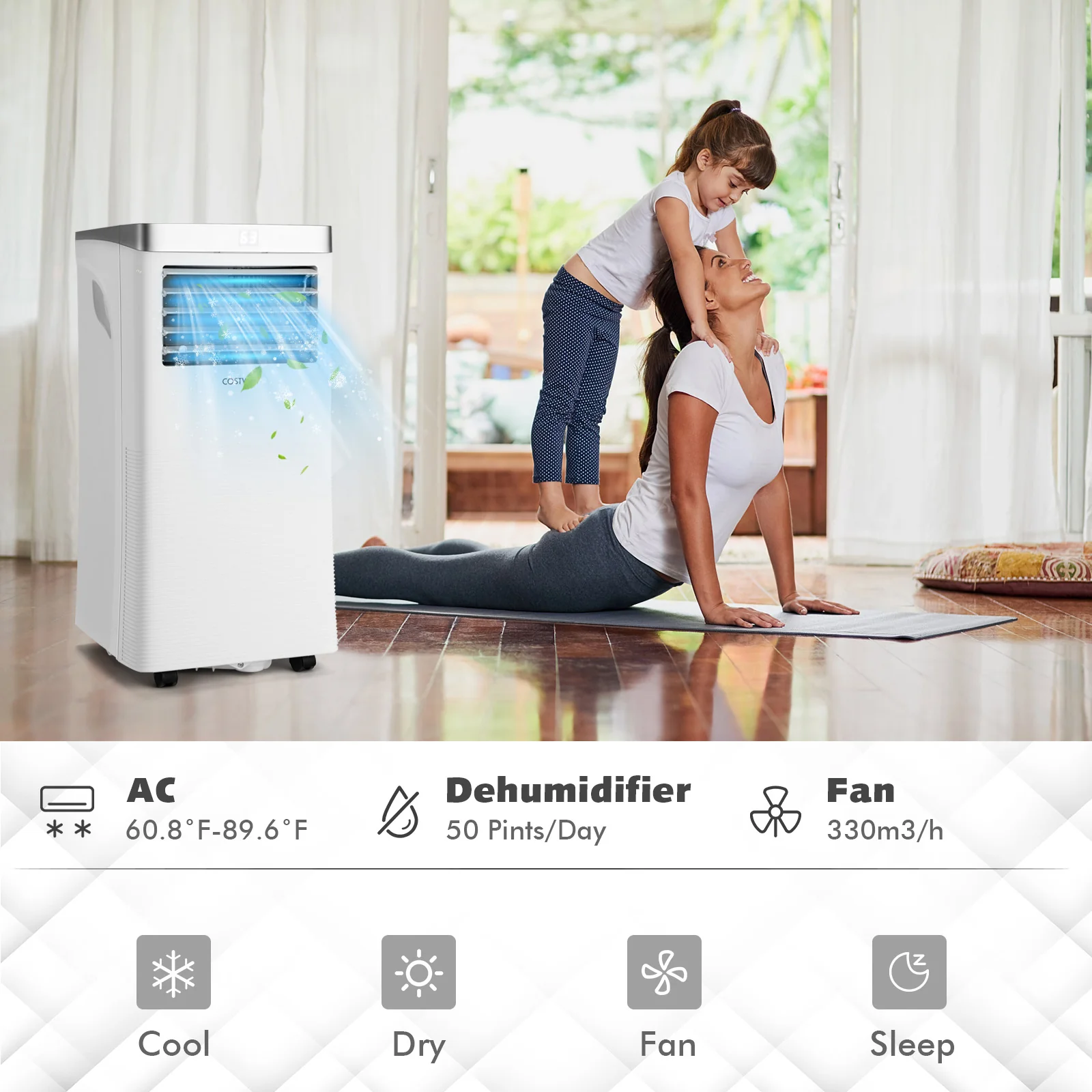 10000BTU 3-In-1 Portable Air Conditioner, White - Image 6