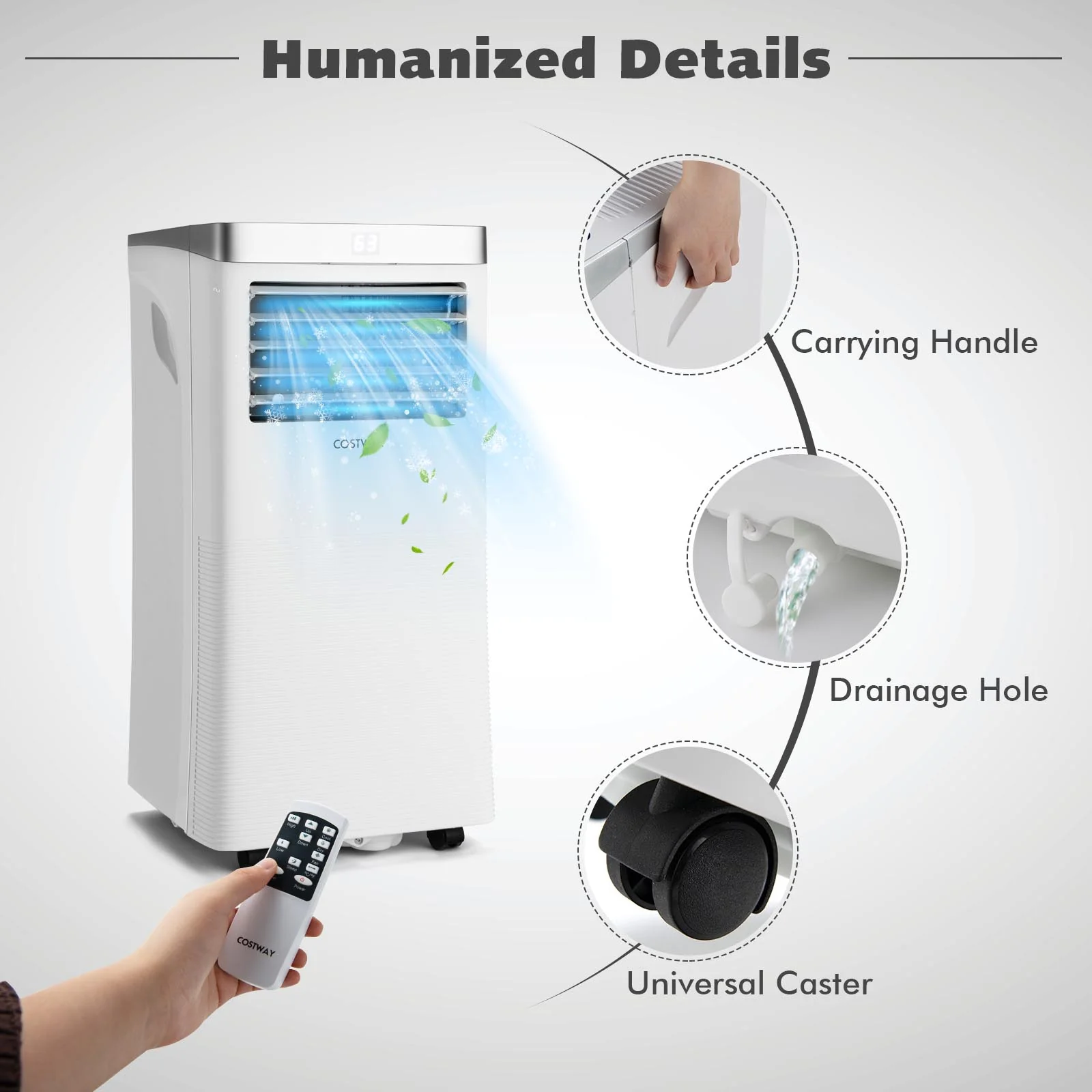 10000BTU 3-In-1 Portable Air Conditioner, White - Image 8