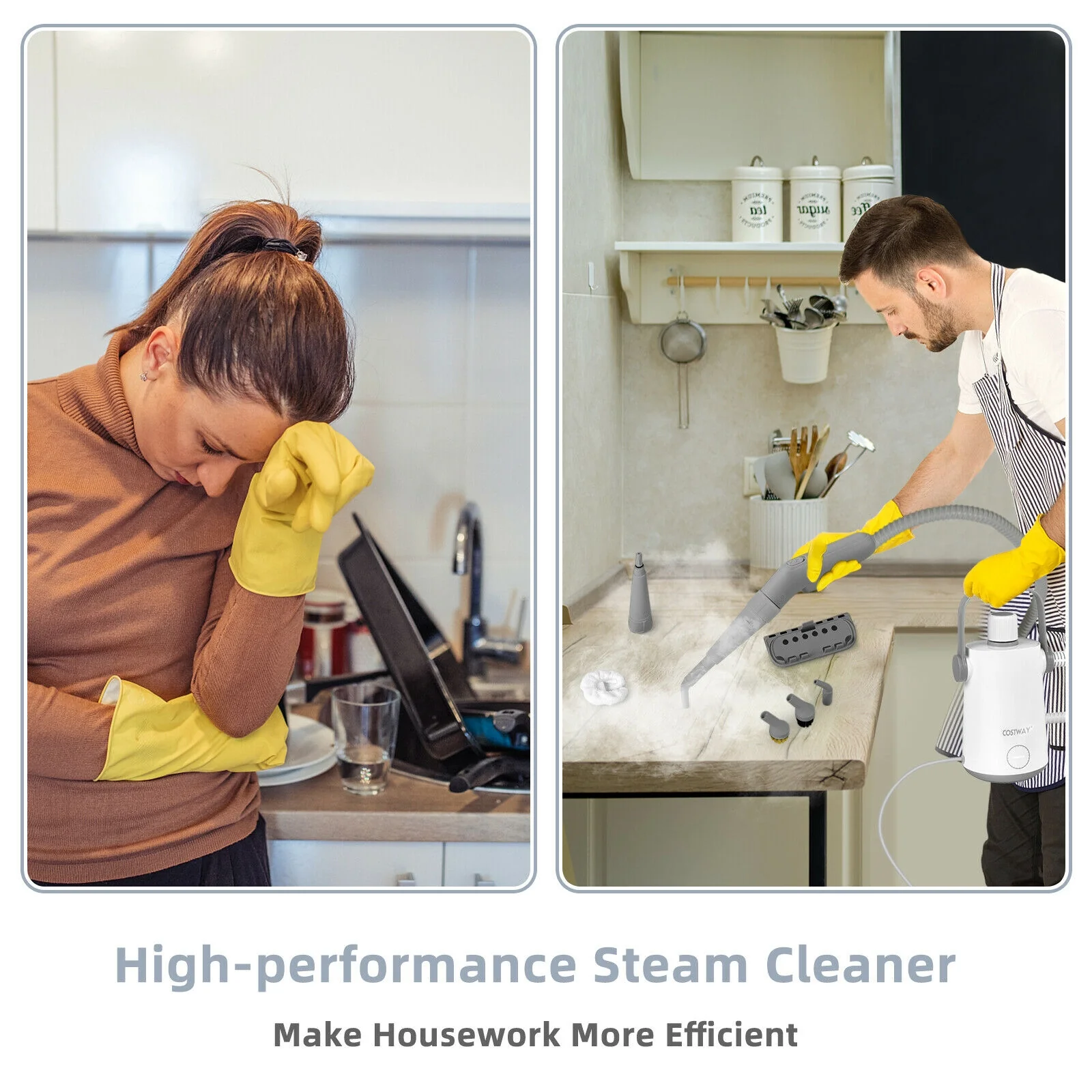 1000W Portable Hand-Held Steam Cleaner, 10 Accessories, Gray - Image 7