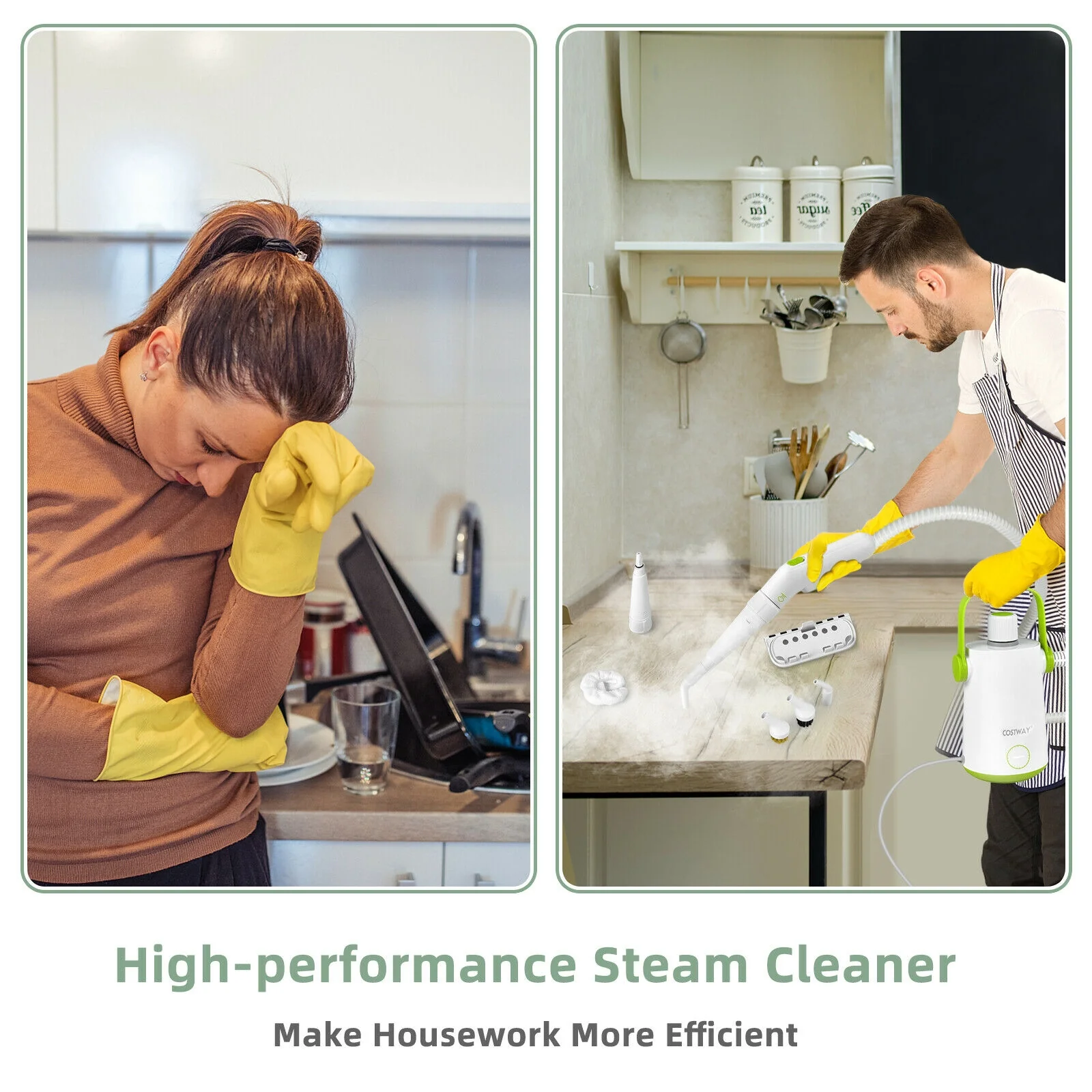 1000W Portable Hand-Held Steam Cleaner, 10 Accessories, Green - Image 10