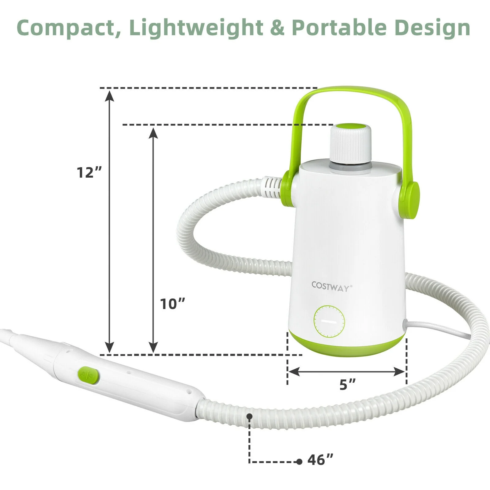 1000W Portable Hand-Held Steam Cleaner, 10 Accessories, Green - Image 5