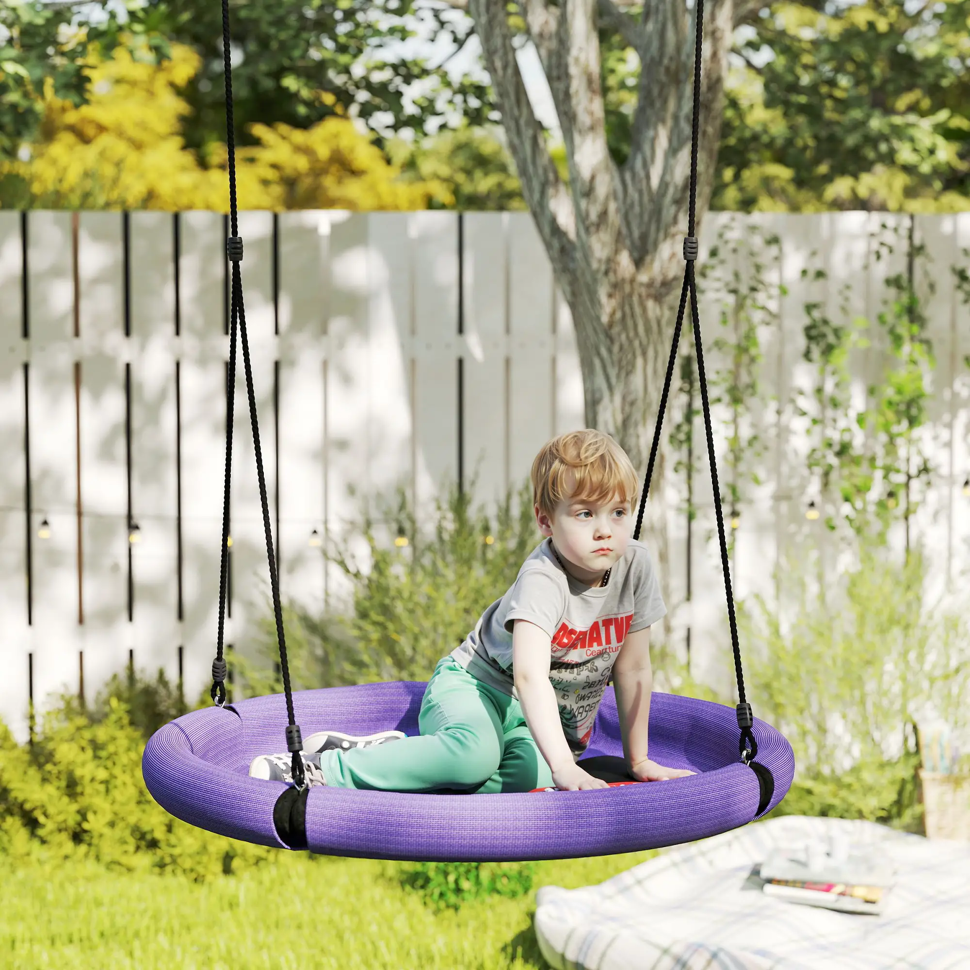 100cm Diameter Nest Seat, Height Adjustable, Kids Outdoor Playground, Purple - Image 2