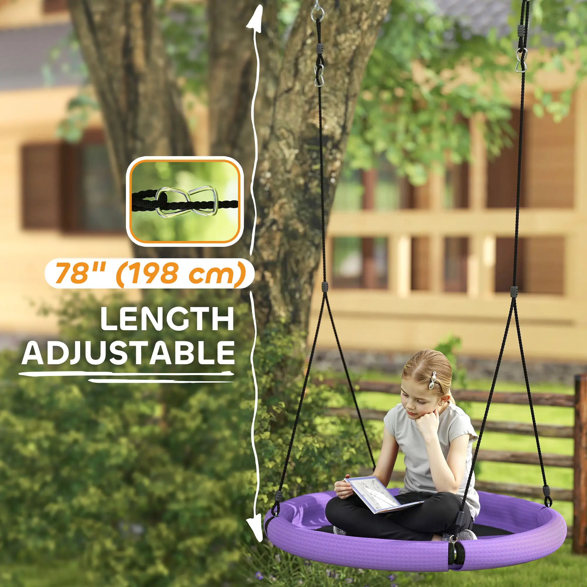 100cm Diameter Nest Seat, Height Adjustable, Kids Outdoor Playground, Purple - Image 6
