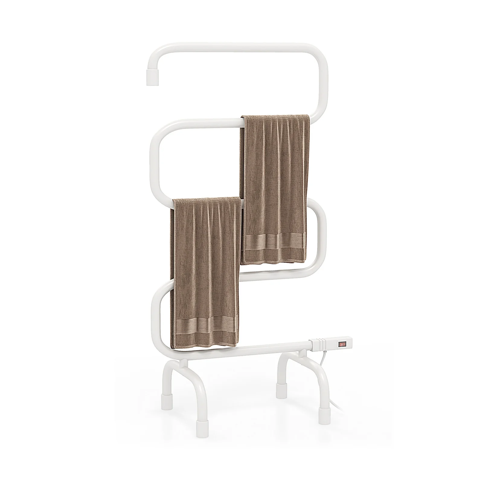 100W Electric Towel Warmer Drying Rack, White - Image 4