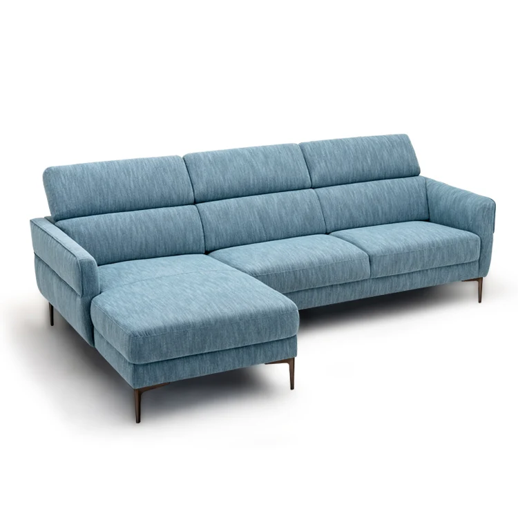 105 Inch L-Shaped Sofa With Adjustable Headrests, Blue