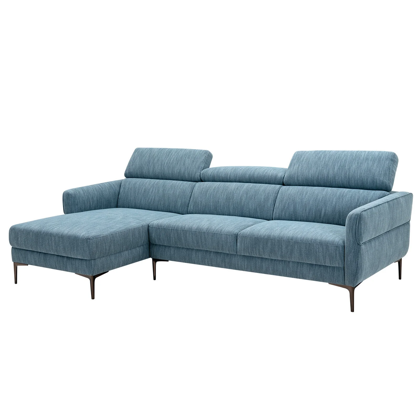 105 Inch L-Shaped Sofa With Adjustable Headrests, Blue - Image 8