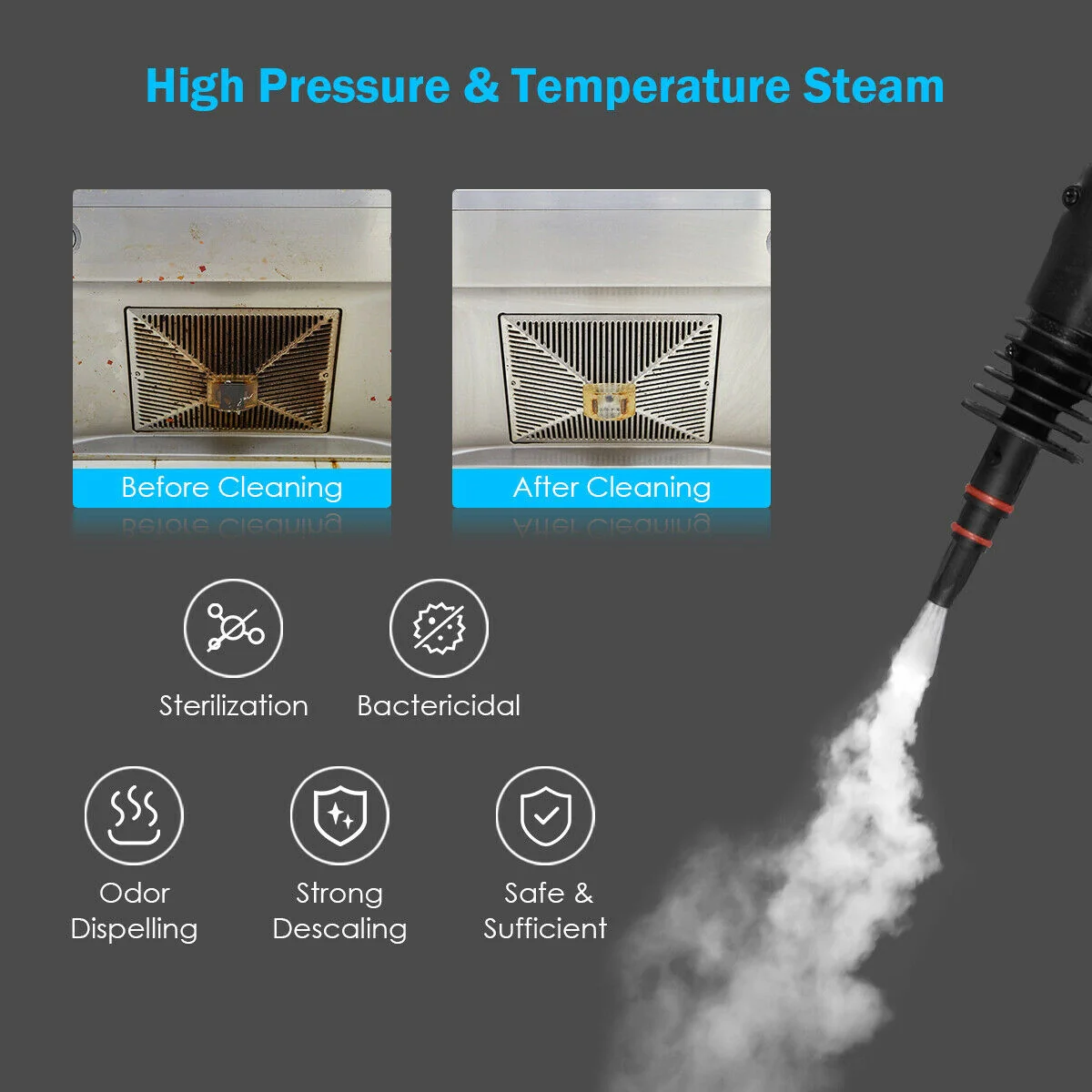 1050W Handheld Pressurized Steam Cleaner, Red - Image 10