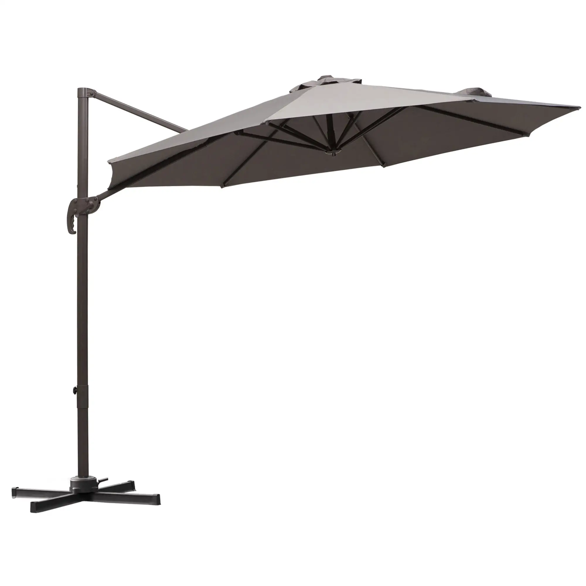 10ft Cantilever Patio Umbrella, 360° Rotation, Crank, Grey