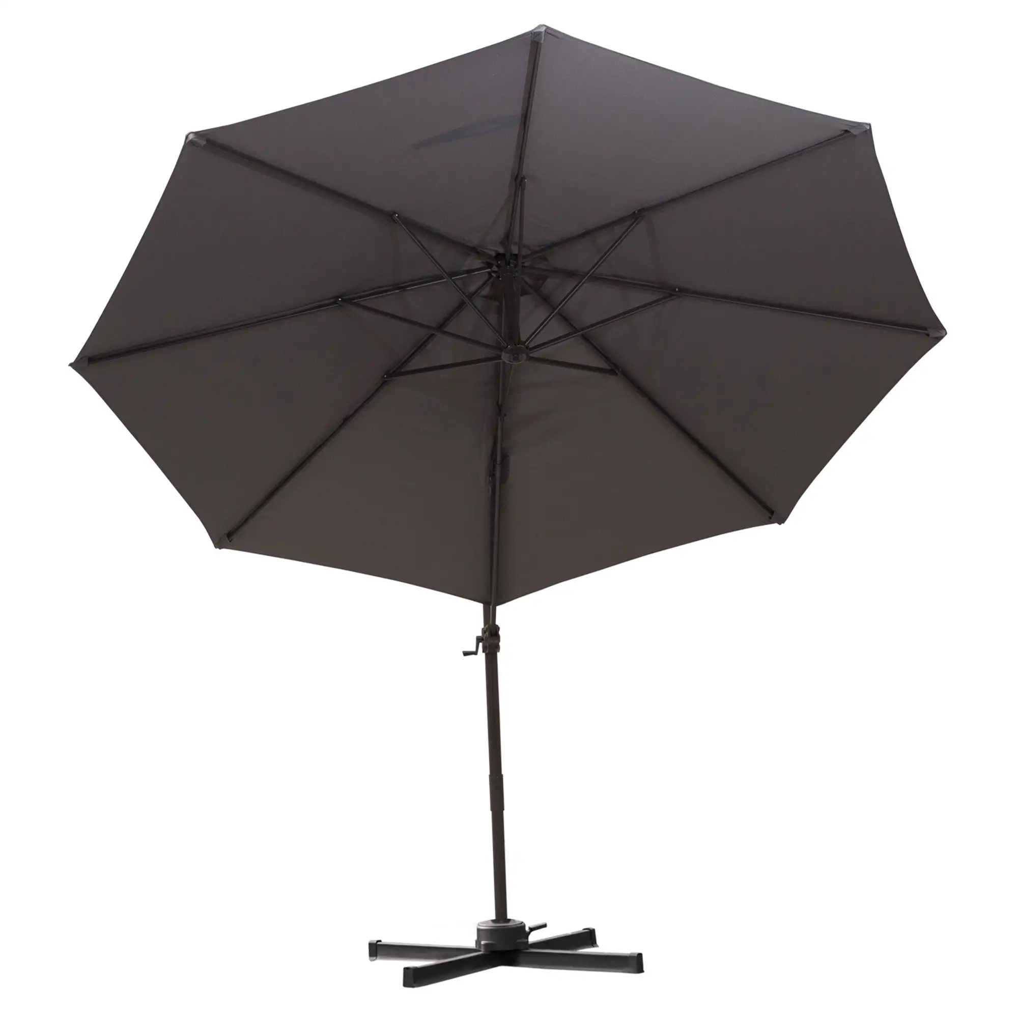 10ft Cantilever Patio Umbrella, 360° Rotation, Crank, Grey - Image 11