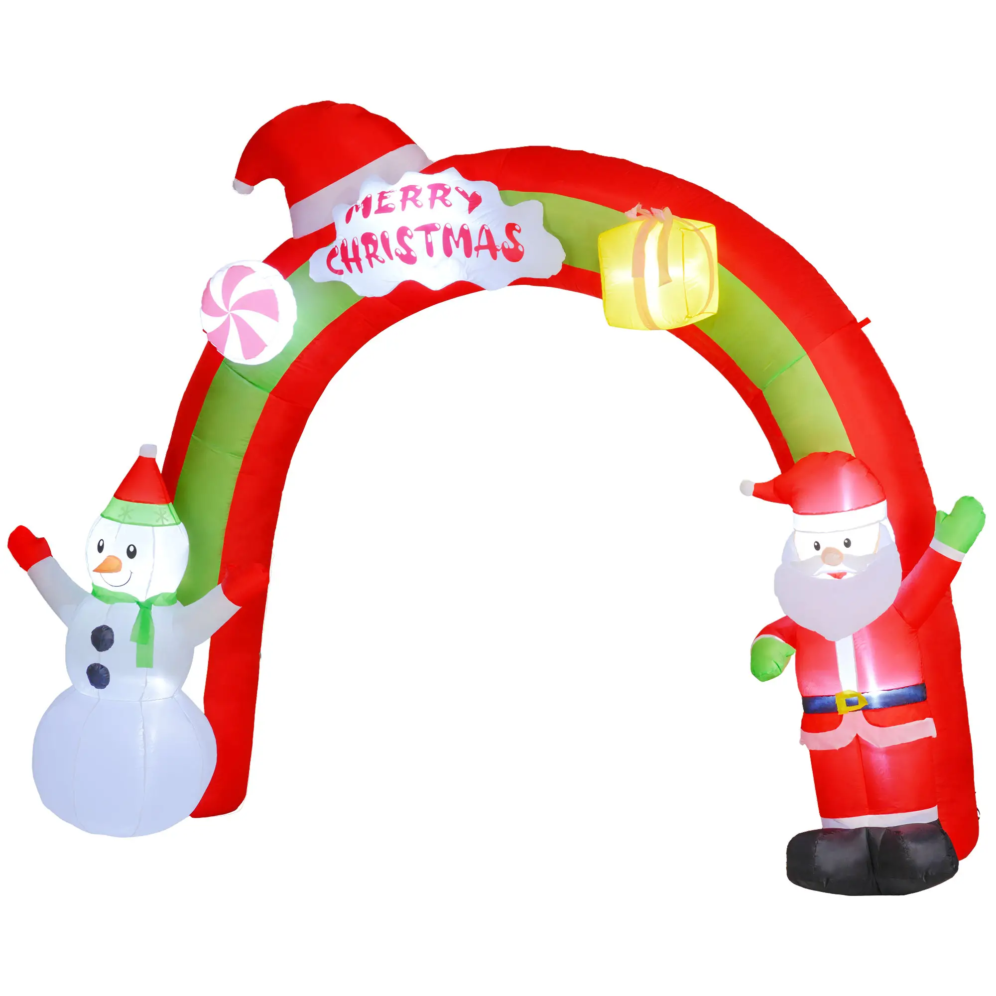 10FT Christmas Inflatable Archway, Santa Claus Snowman Arch, LED Lights