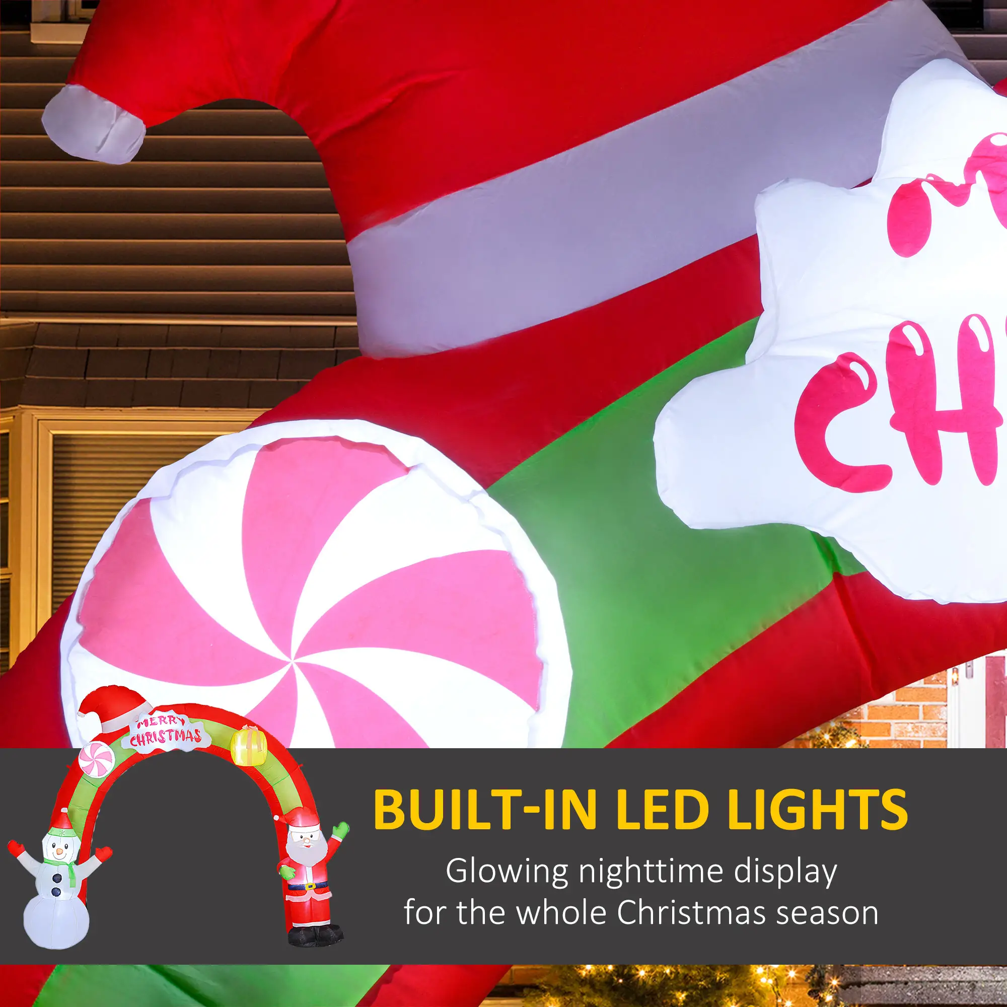 10FT Christmas Inflatable Archway, Santa Claus Snowman Arch, LED Lights - Image 4